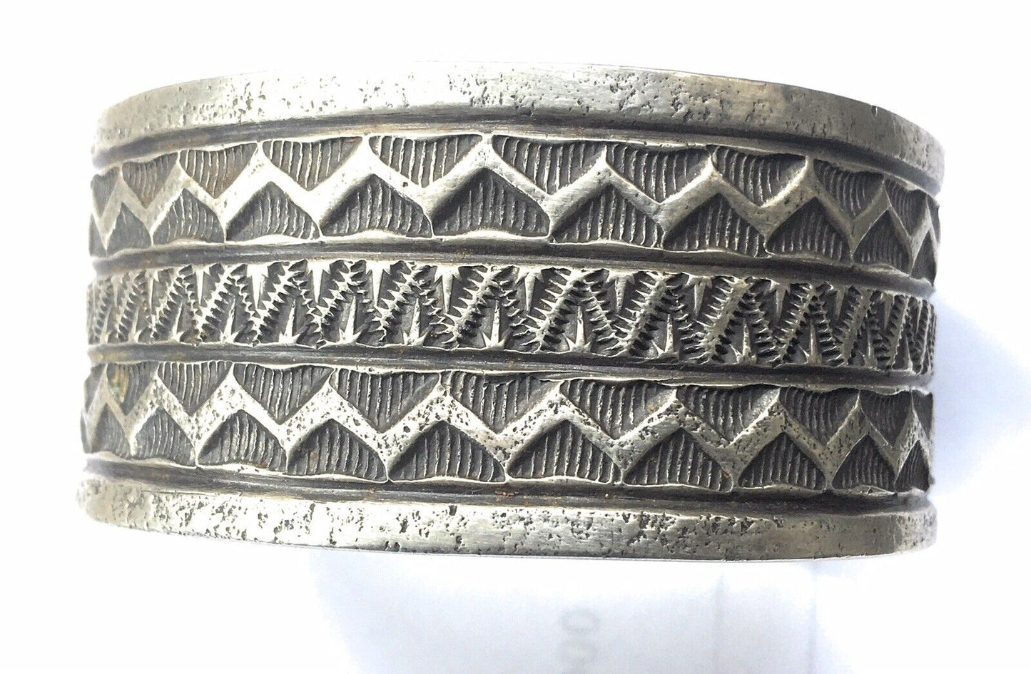 Handcrafted Sterling Silver Hand Stamped Tufa Cast Cuff Bracelet by Stewart Billie