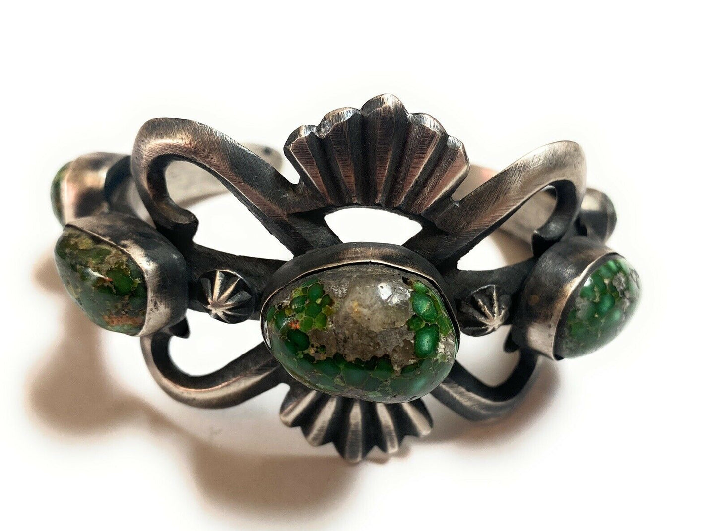 Handcrafted Sterling Silver & Sonoran Gold Turquoise Cuff Bracelet By Chimney Butte /