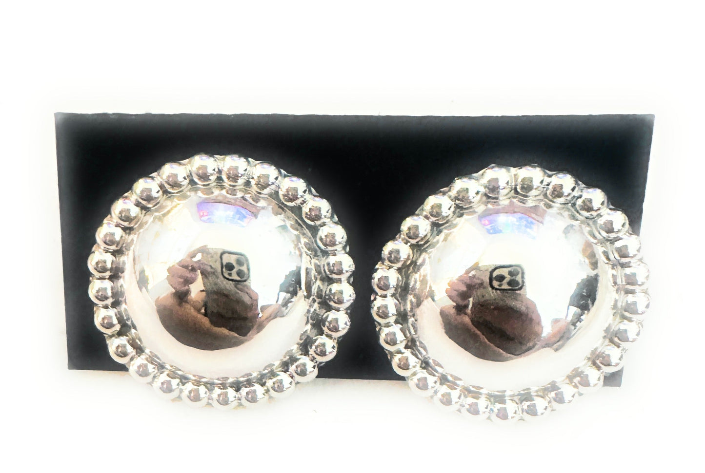 Handcrafted Sterling Silver Stud Earrings 1.25”