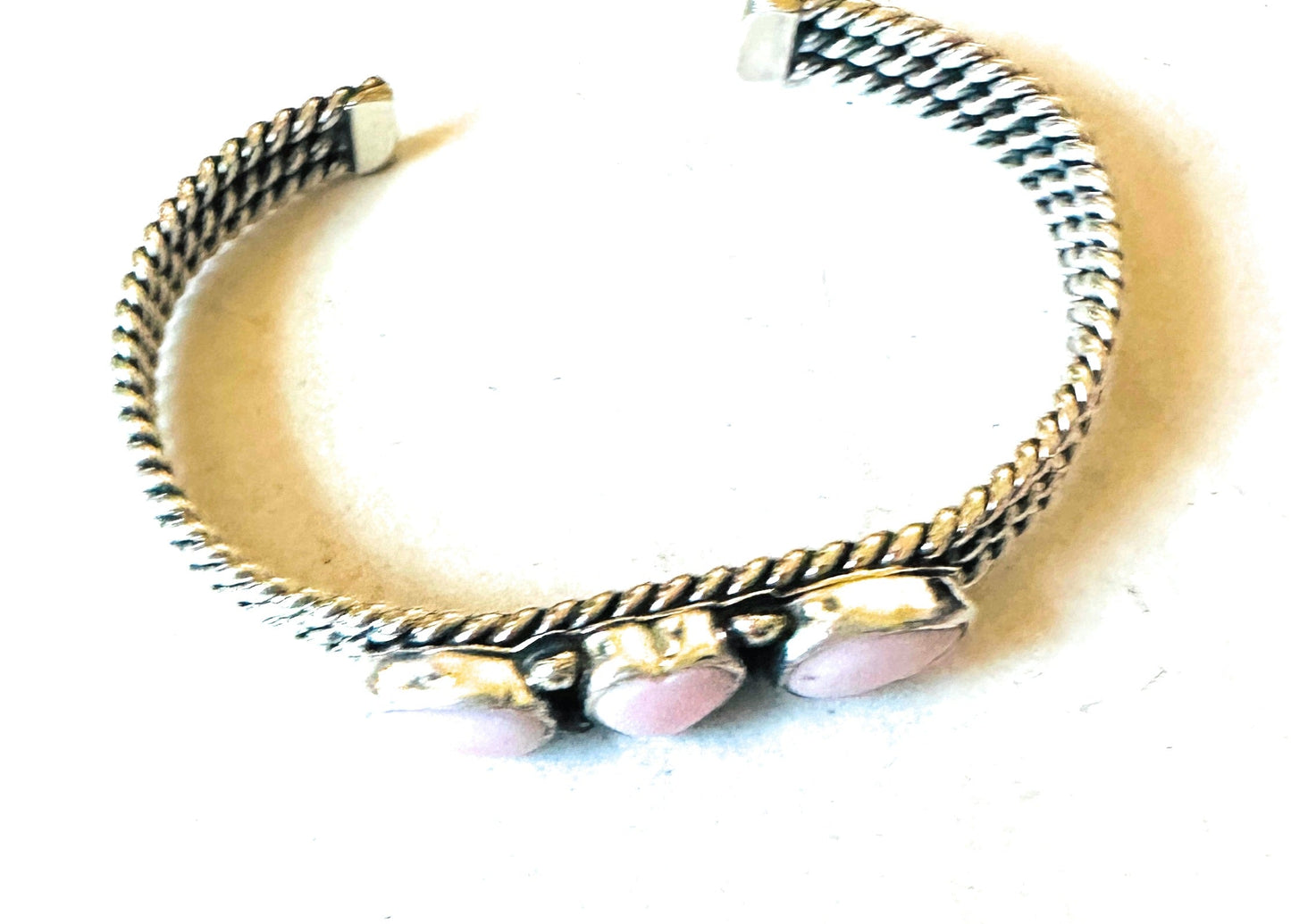 Handcrafted Queen Pink Conch Shell & Sterling Silver Cuff Bracelet