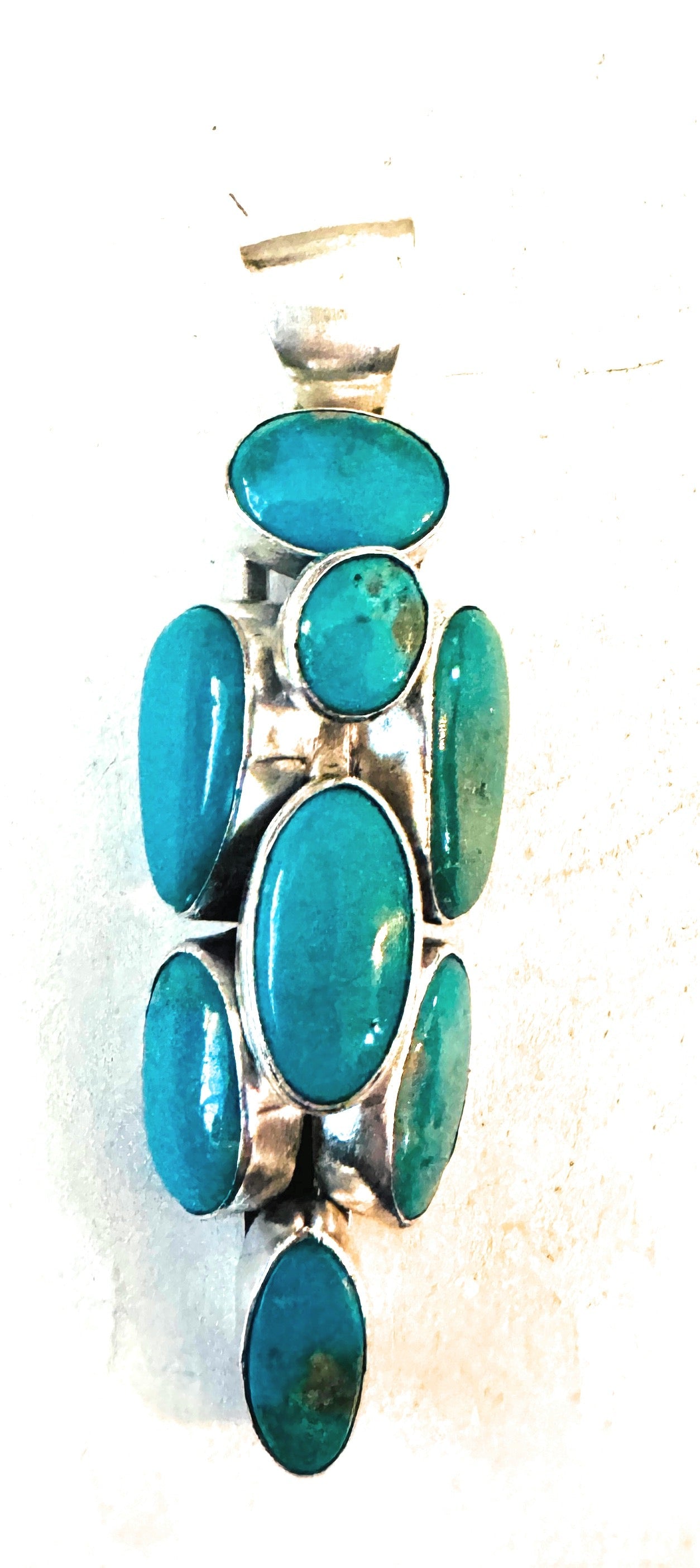 Handcrafted Turquoise and Sterling Silver Cluster Pendant