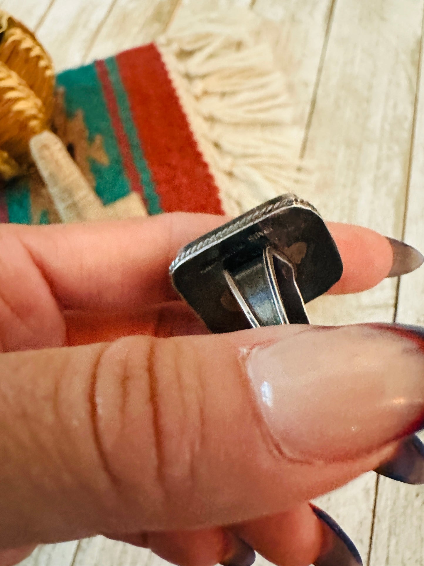 Handcrafted Turquoise & Sterling Silver Adjustable Ring by Jacqueline Silver