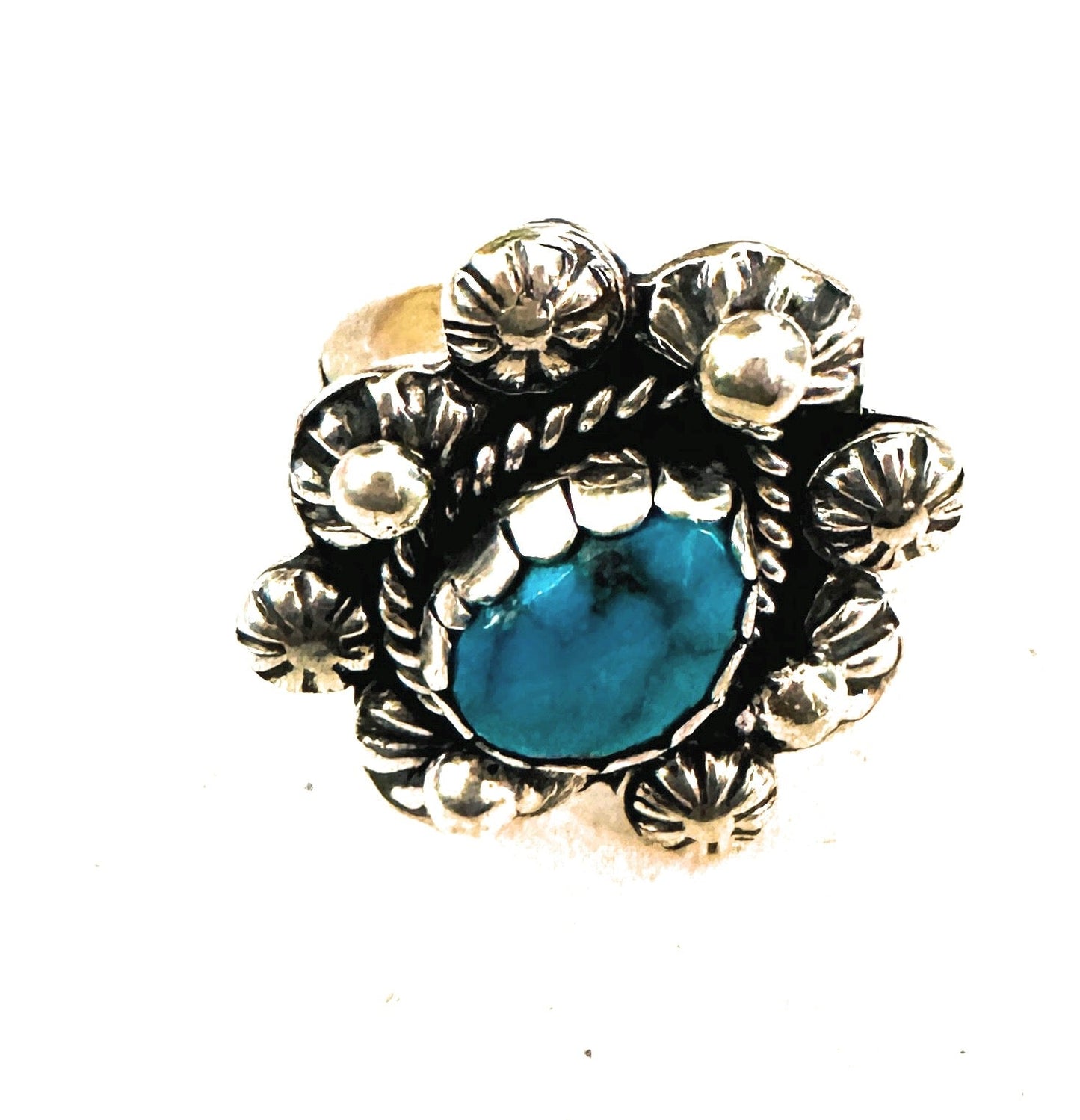 Handcrafted Sterling Silver & Kingman Turquoise Ring Size 11