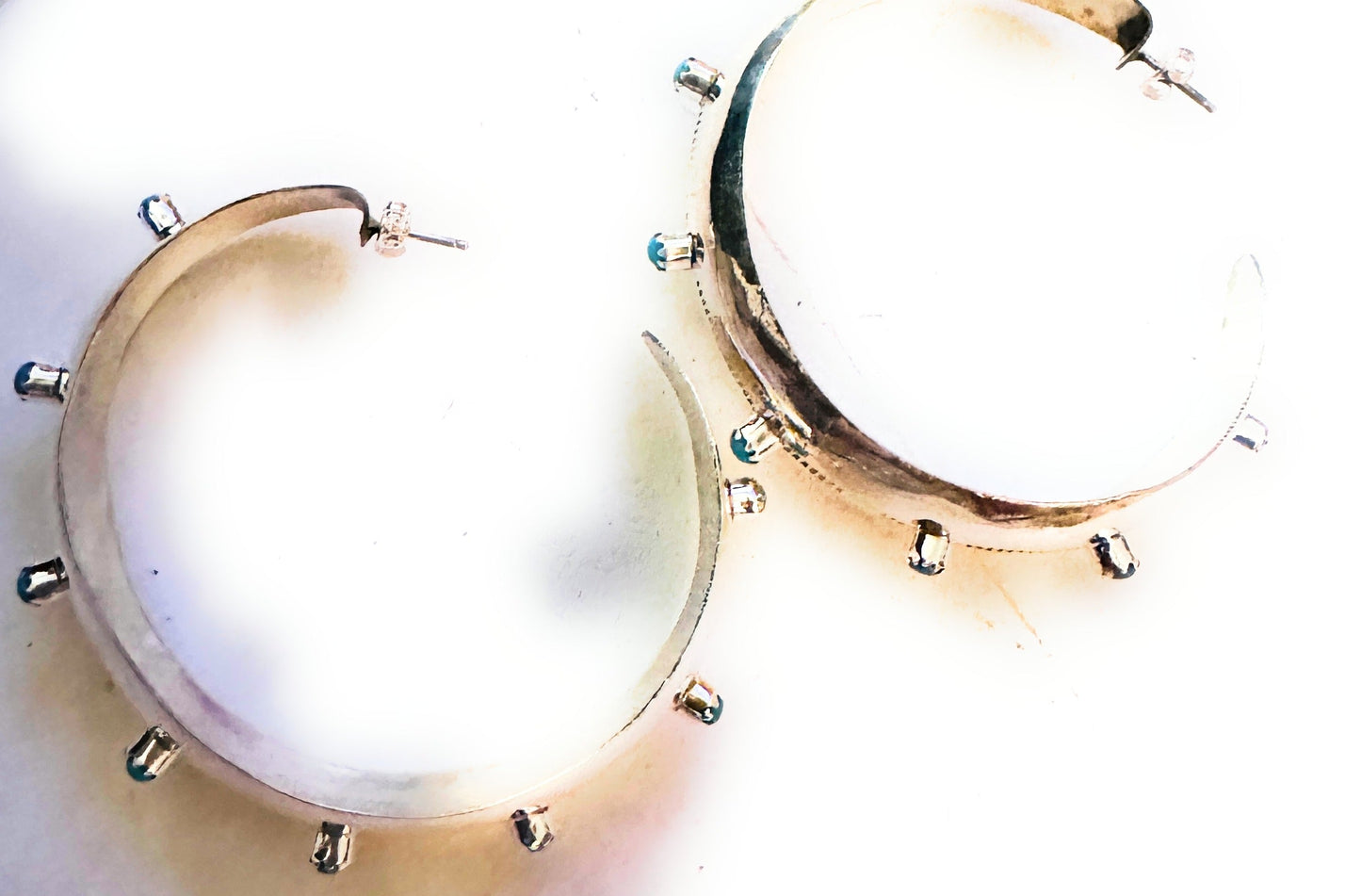 Handcrafted Sterling Silver & Turquoise Hoop Earrings