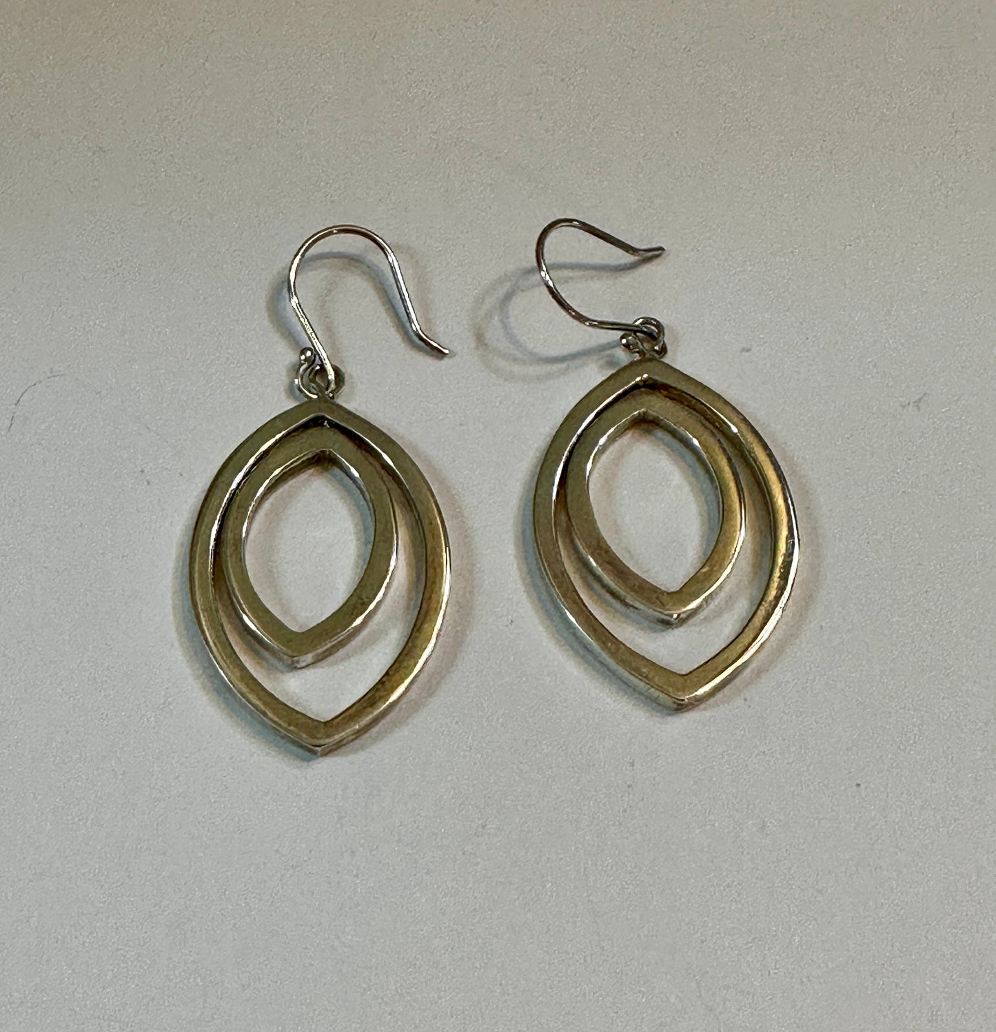 Double Marquise Sterling Silver Earrings on Hook
