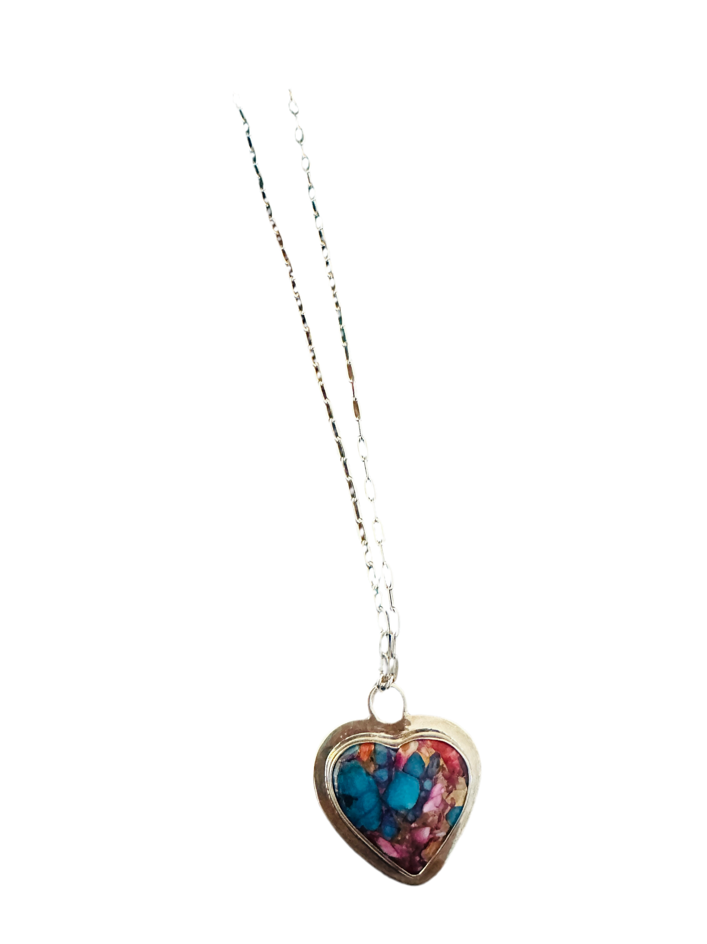 Handcrafted Sterling Silver & Pink Dream Mojave Heart Necklace