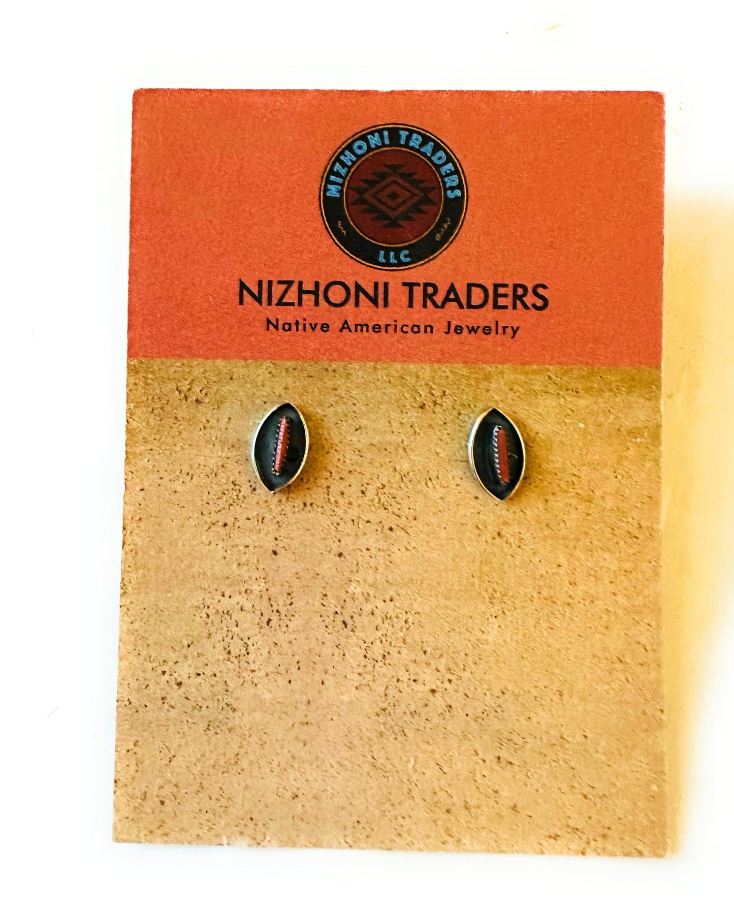 Handcrafted Coral & Sterling Silver Shadowbox Stud Earrings
