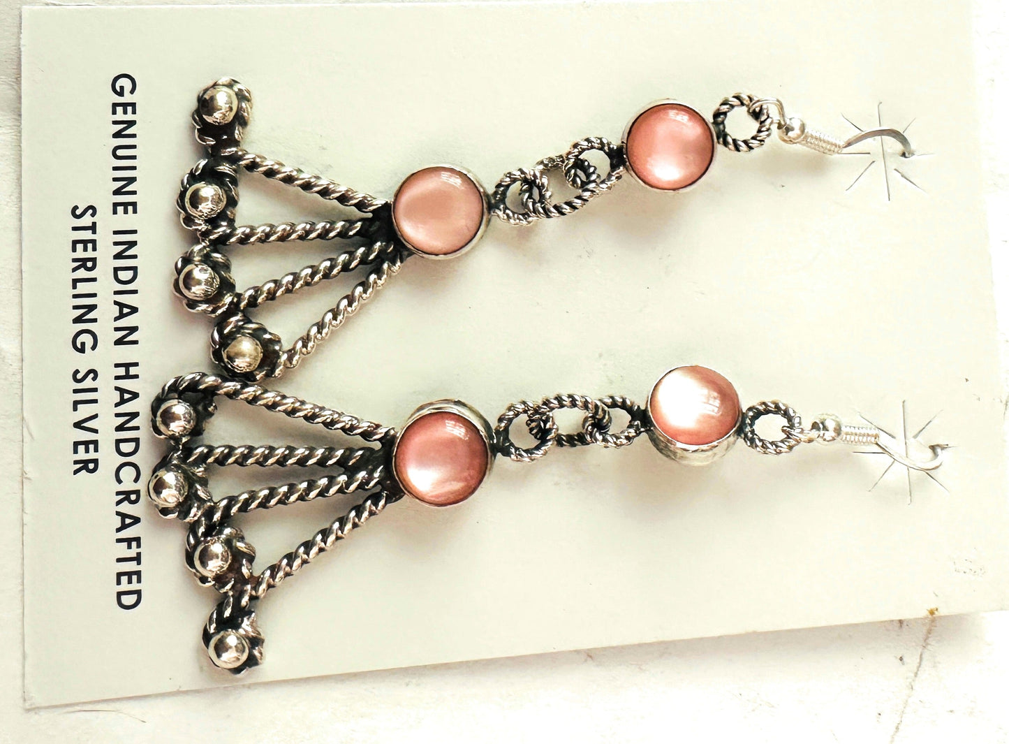 Handcrafted Mother of Pearl & Sterling Silver Dangle Earrings