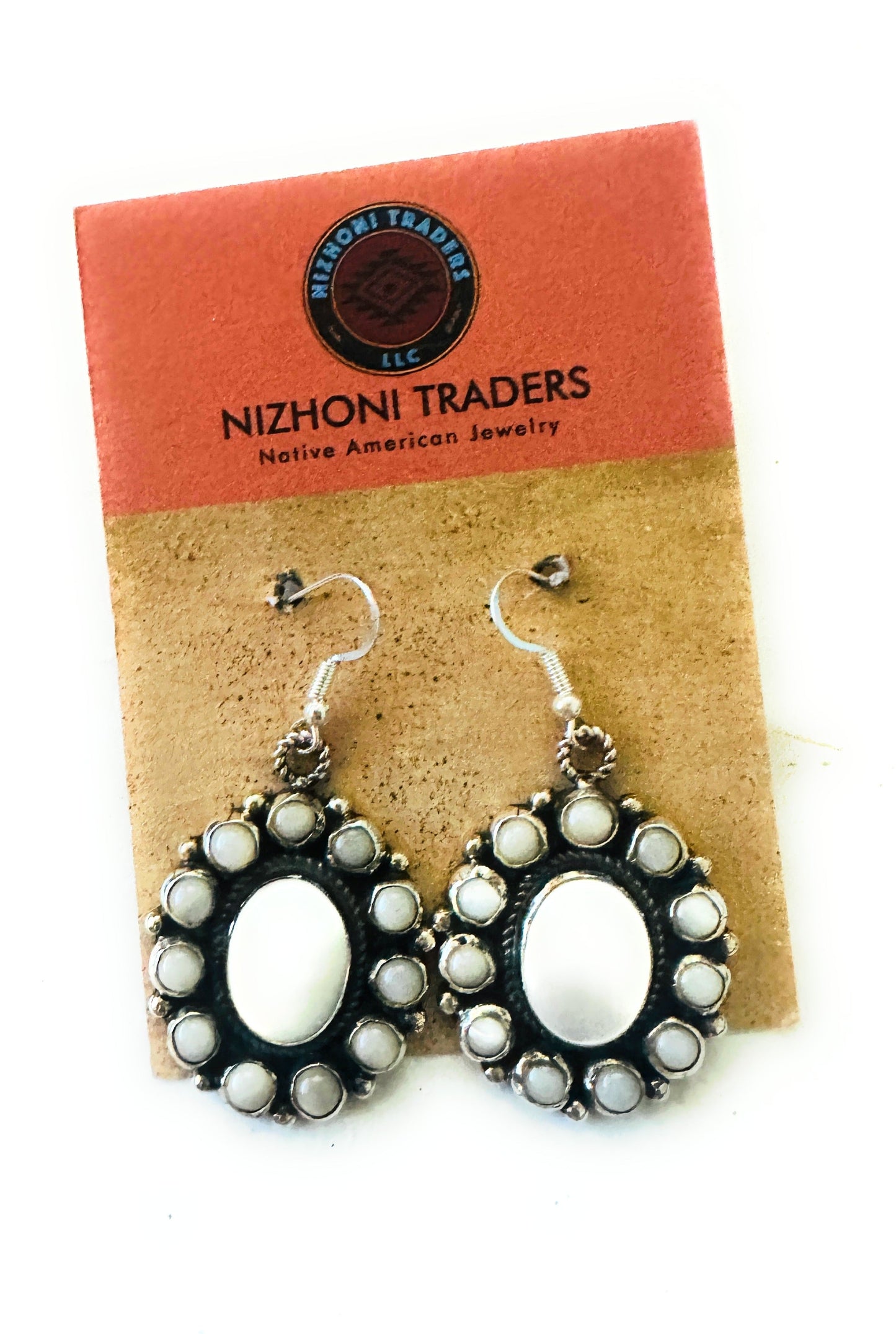 Handcrafted Mother of Pearl & Sterling Silver Cluster Dangle Earrings