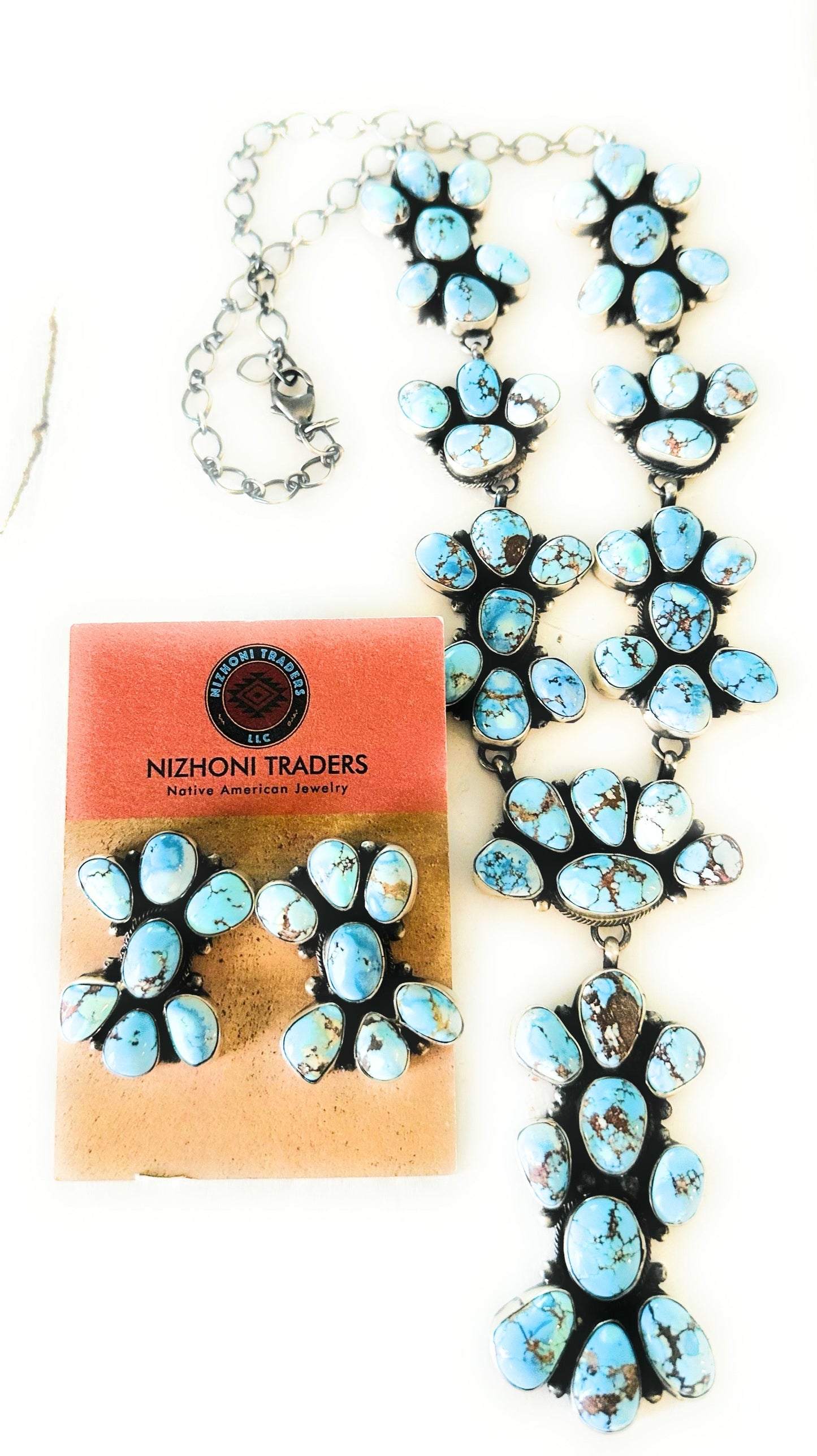 Handcrafted Golden Hills Turquoise & Sterling Silver Necklace Set