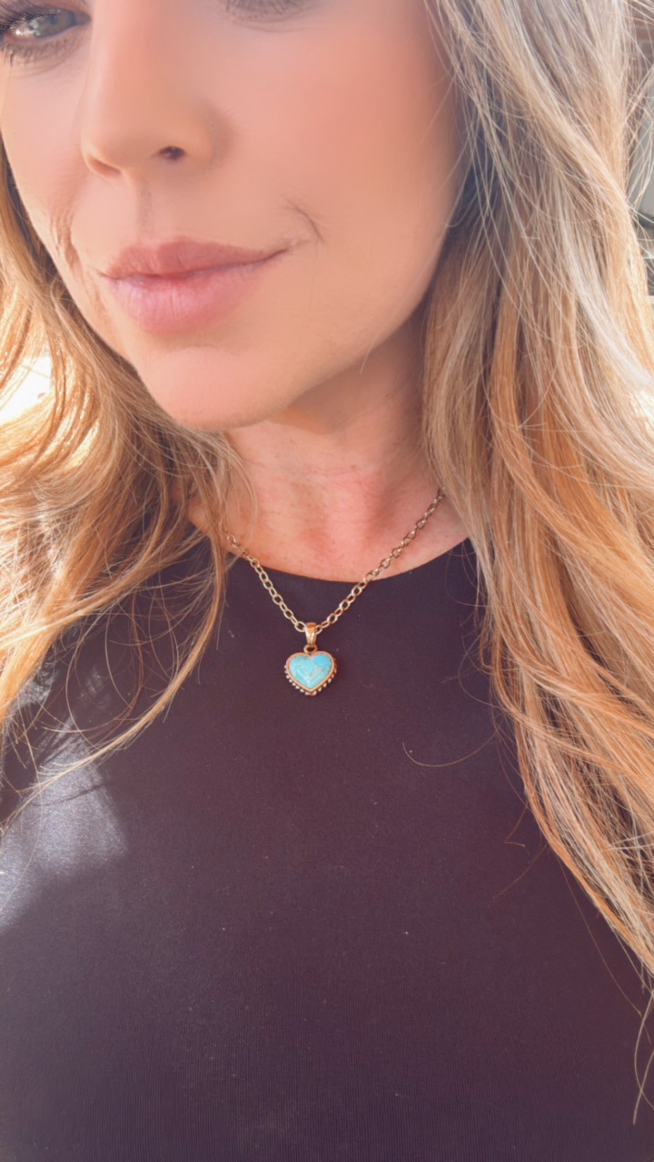 “The Golden Collection” THE HEART Handmade Turquoise Gold Plated Necklace