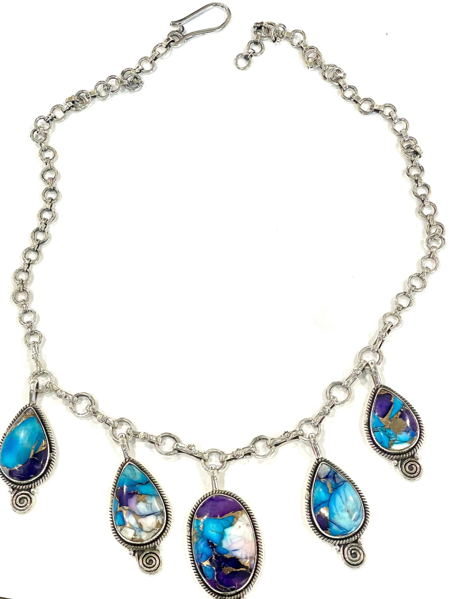 Handmade Sterling Silver & Purple Kingman Mojave Dangle Necklace