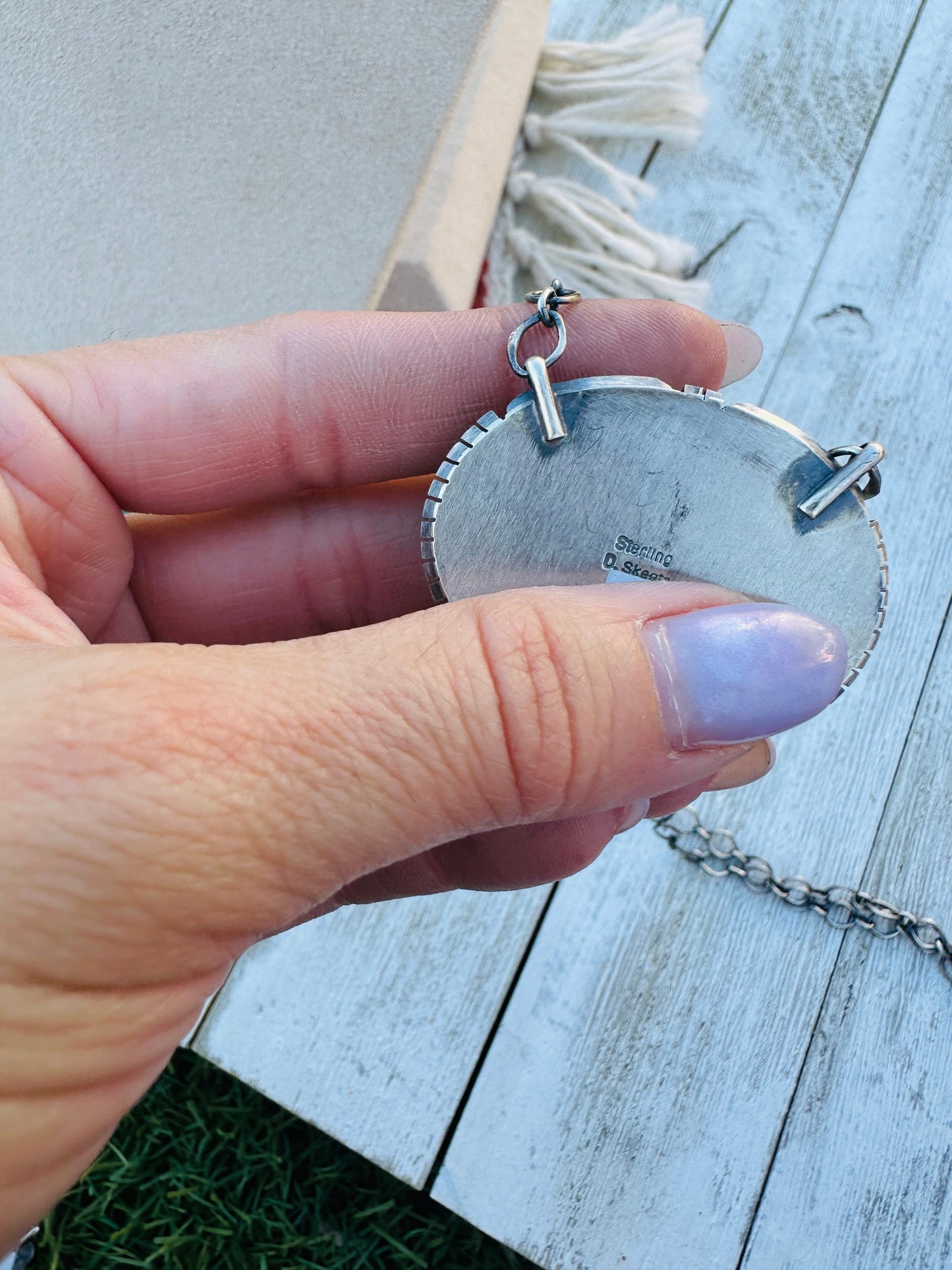Handcrafted Sterling Silver 18” Link & Turquoise Necklace
