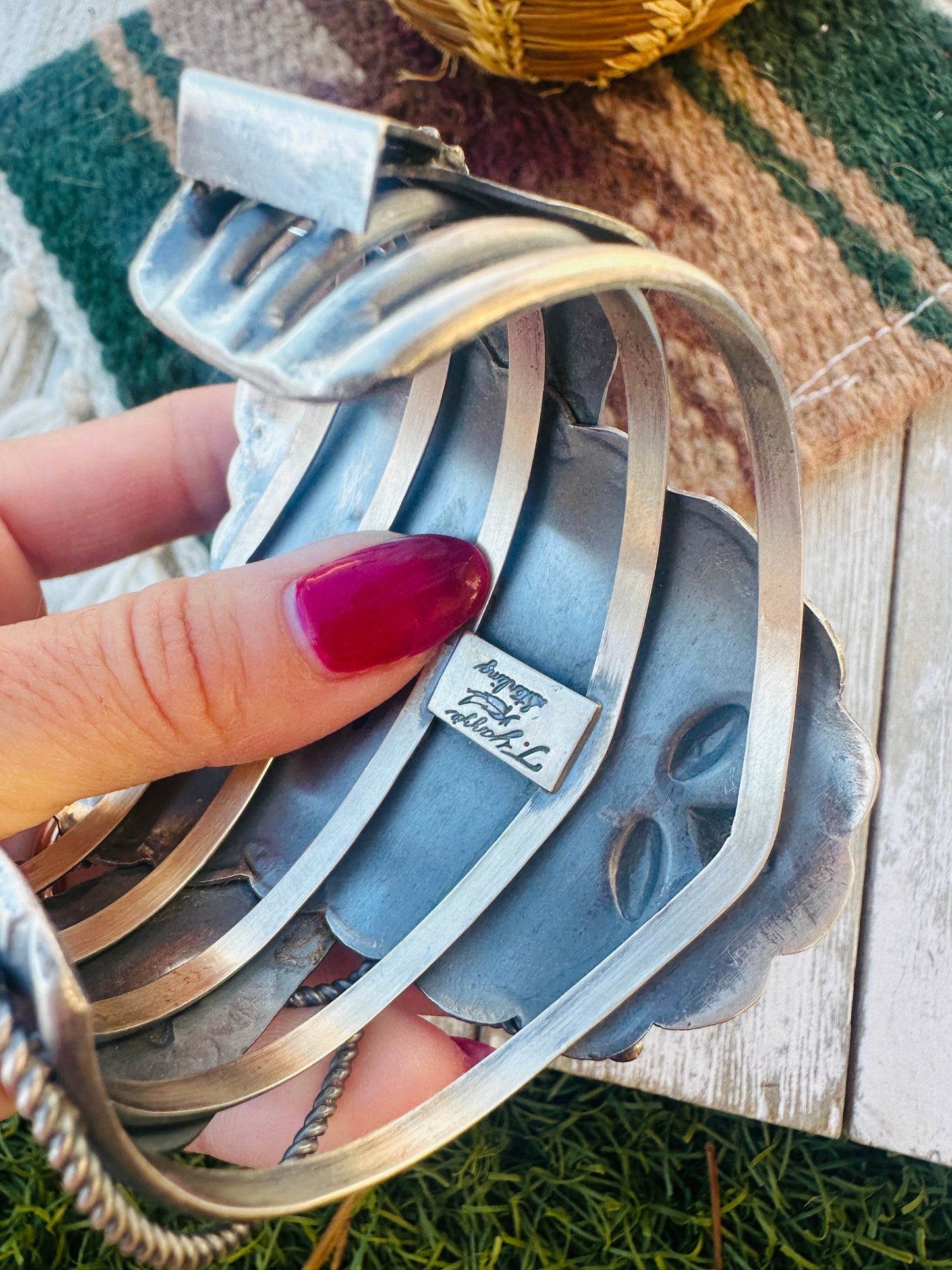 Handcrafted Sterling Silver Saddle Cuff Bracelet by Tim Yazzie