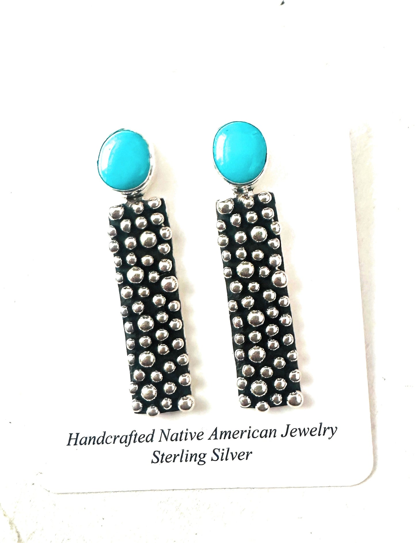 Handcrafted Turquoise And Sterling Silver Drop Earrings