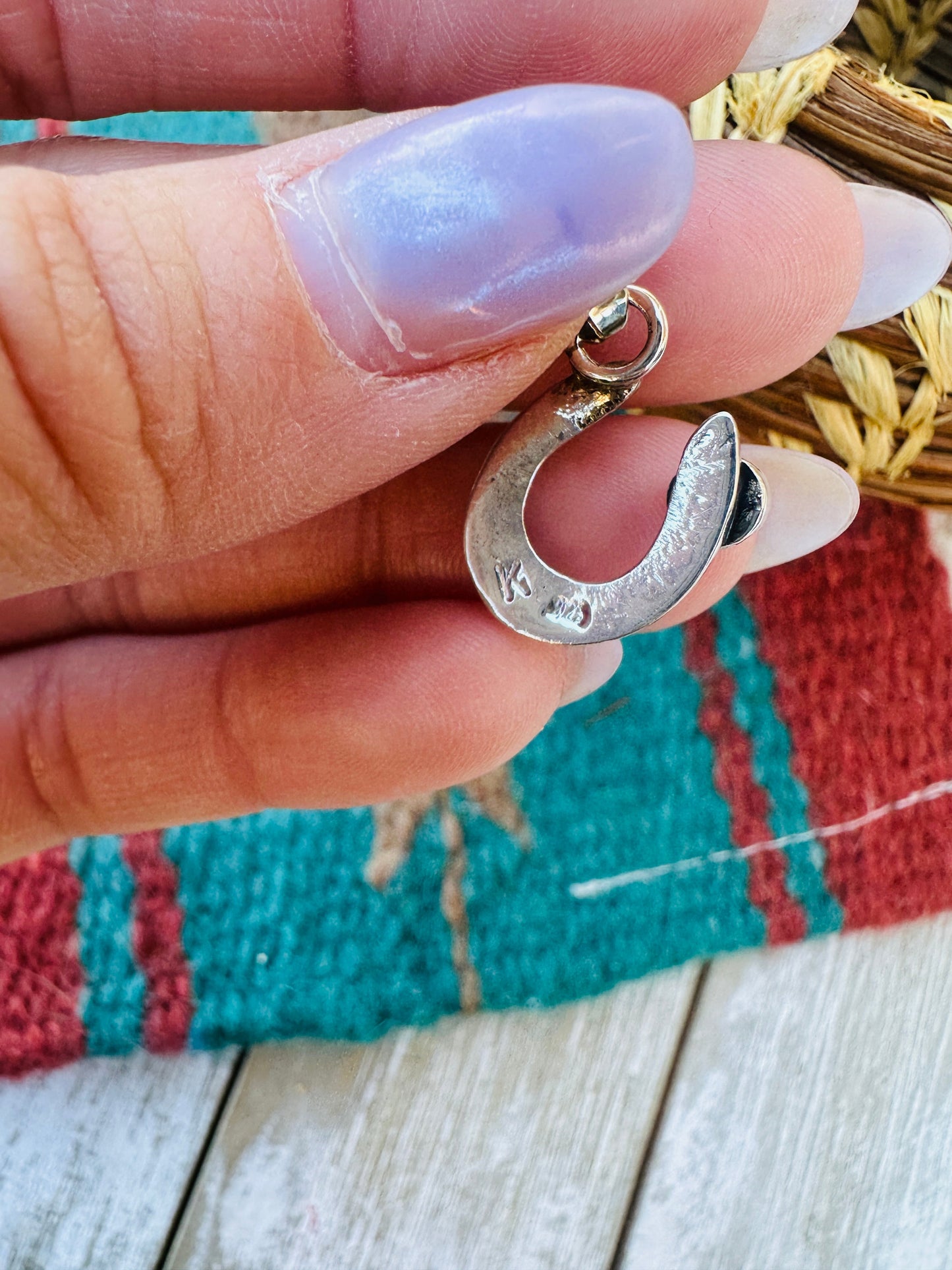 Handcrafted Sterling Silver and Turquoise Horseshoe Mini Pendant