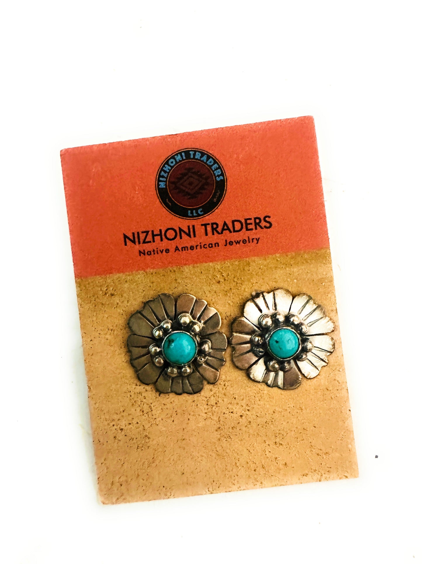 Handcrafted Turquoise and Sterling Silver Flower Post Earrings