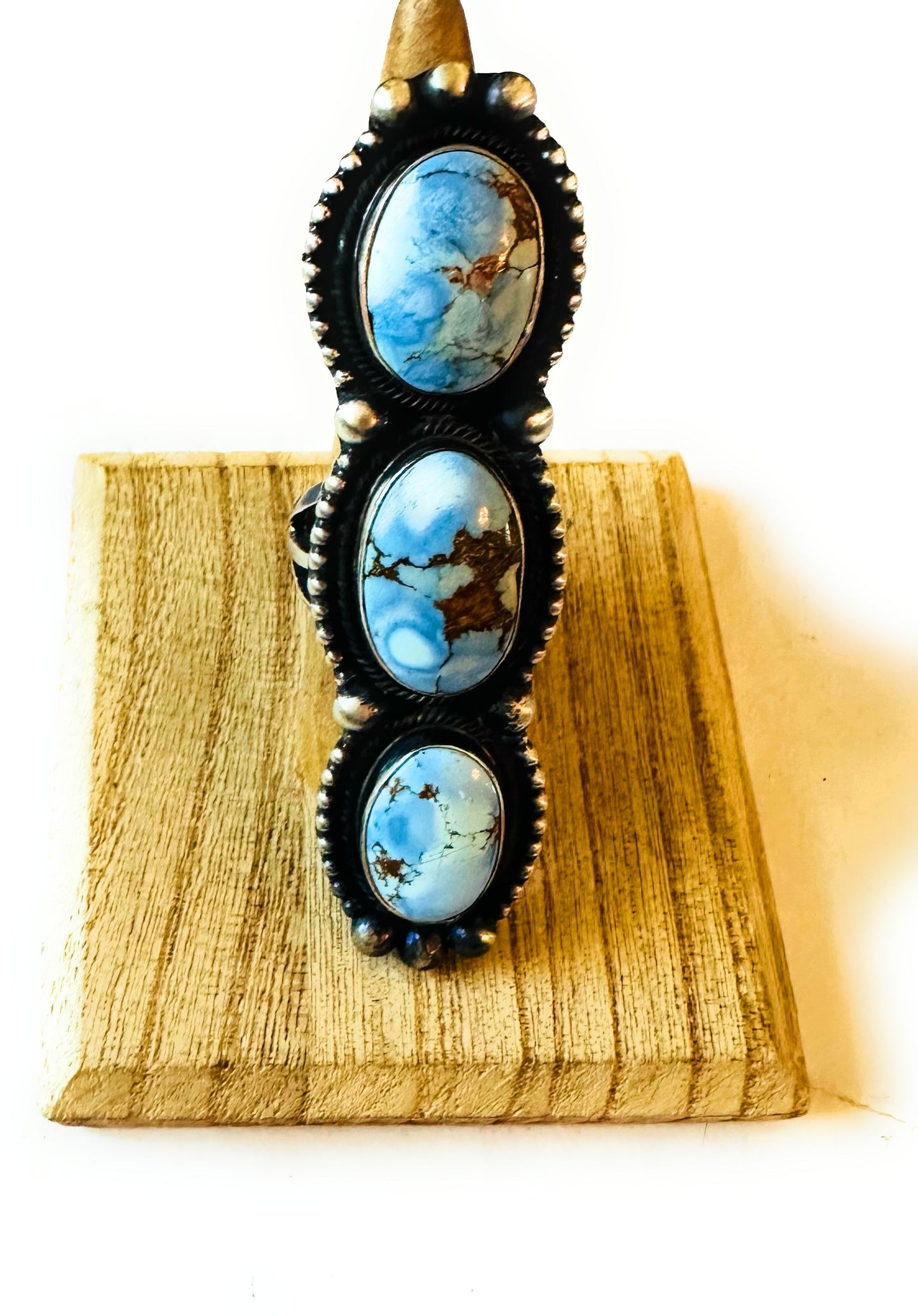 Handcrafted Golden Hills Turquoise & Sterling Silver Ring Size 8 by Kathleen Livingston