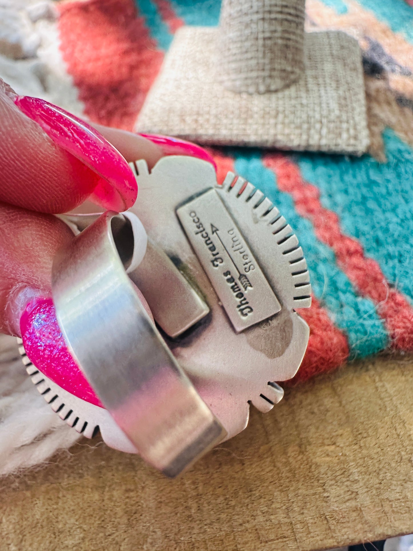 Handcrafted White Buffalo & Sterling Silver Adjustable Ring by Thomas Francisco