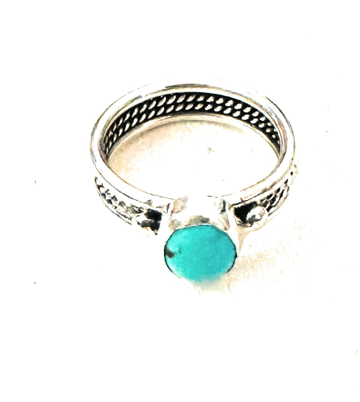 Handcrafted Turquoise & Sterling Silver Ring Size 5.5