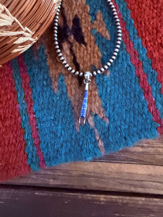 Handcrafted Sterling Silver & Lapis Inlay Pendant