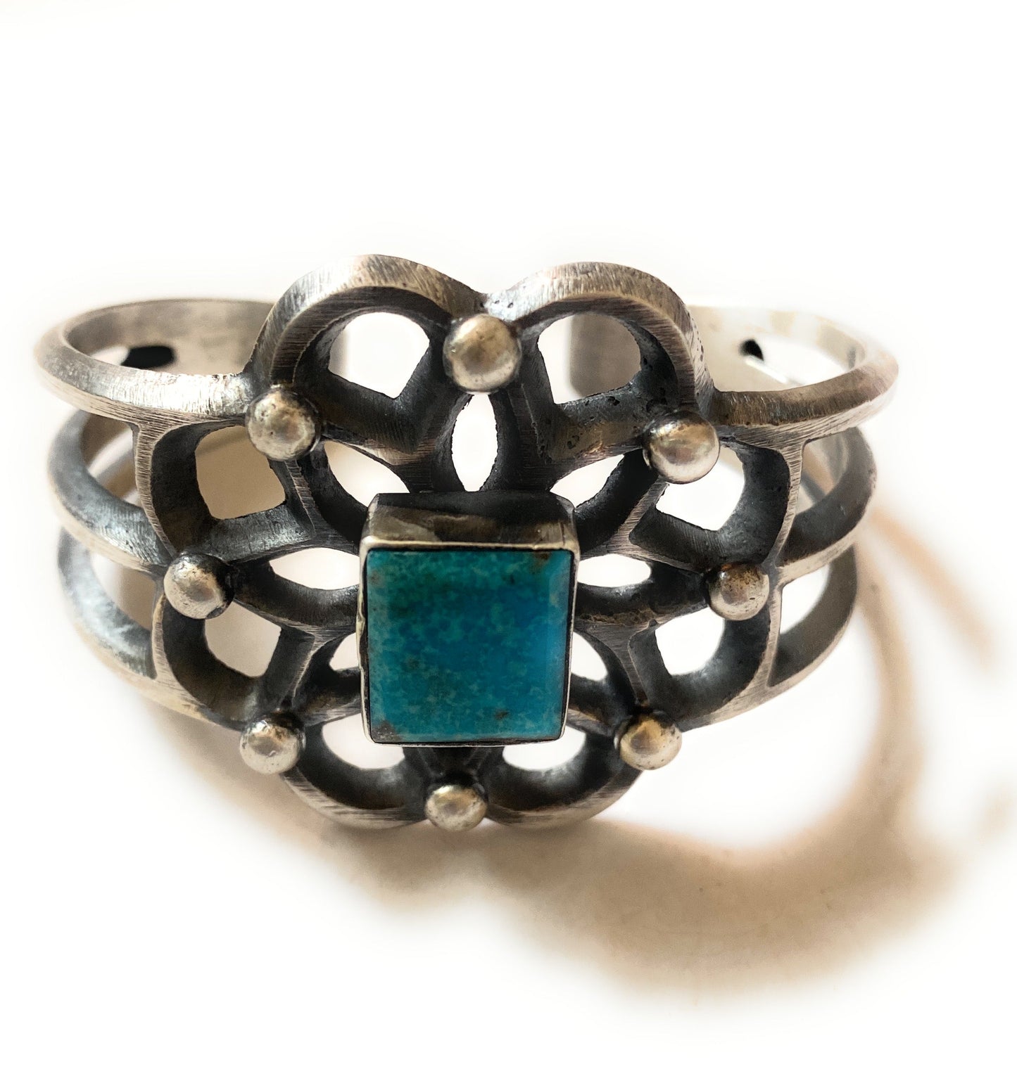 Handcrafted Kingman Turquoise & Sterling Silver Cuff Bracelet by Chimney Butte