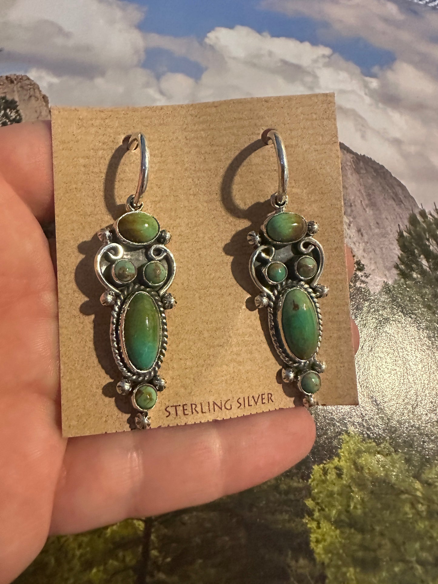 Beautiful Handmade Turquoise Dangle Earrings By Dan Dodson