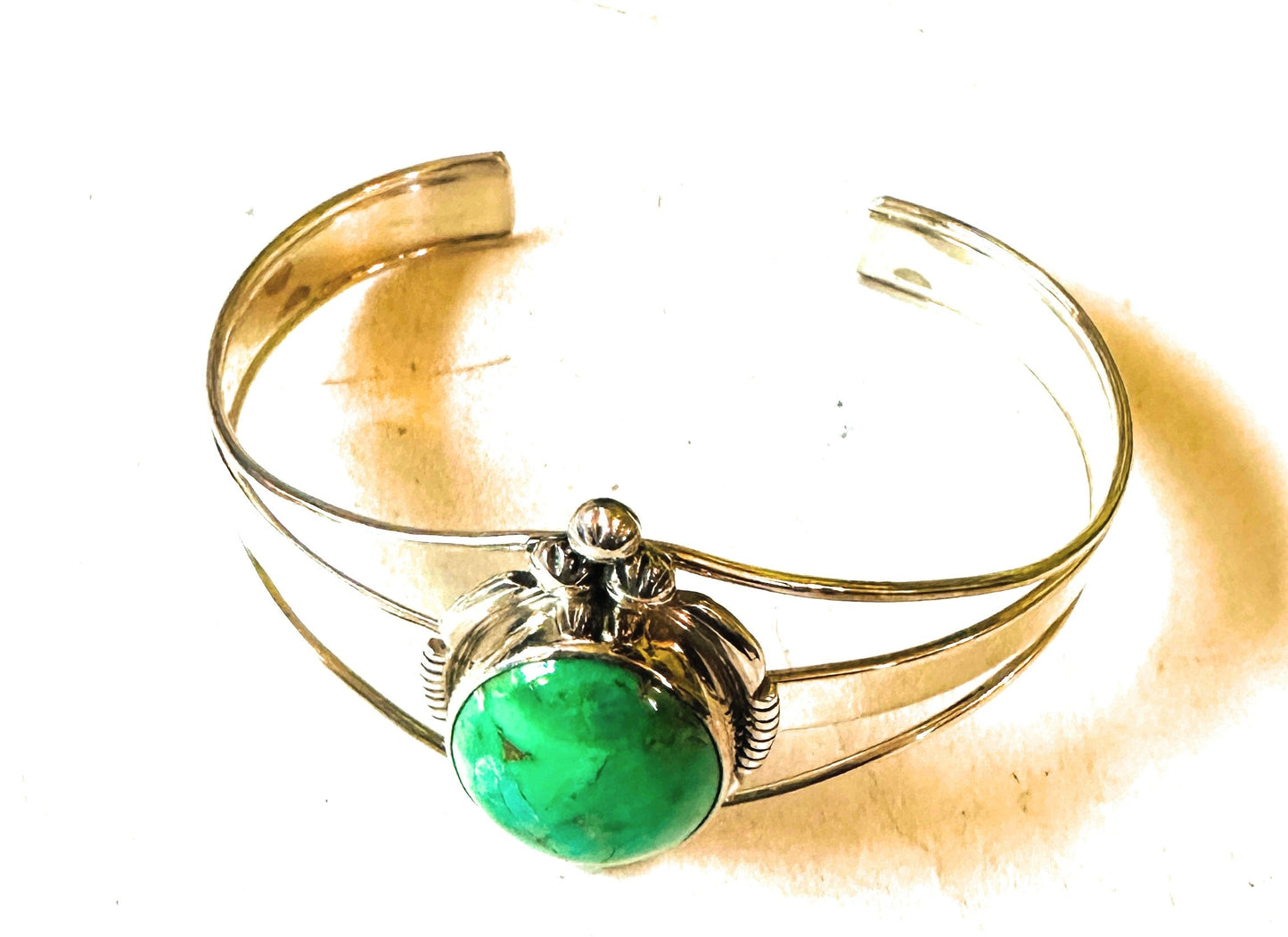 Handcrafted Green Kingman Turquoise & Sterling Silver Cuff Bracelet