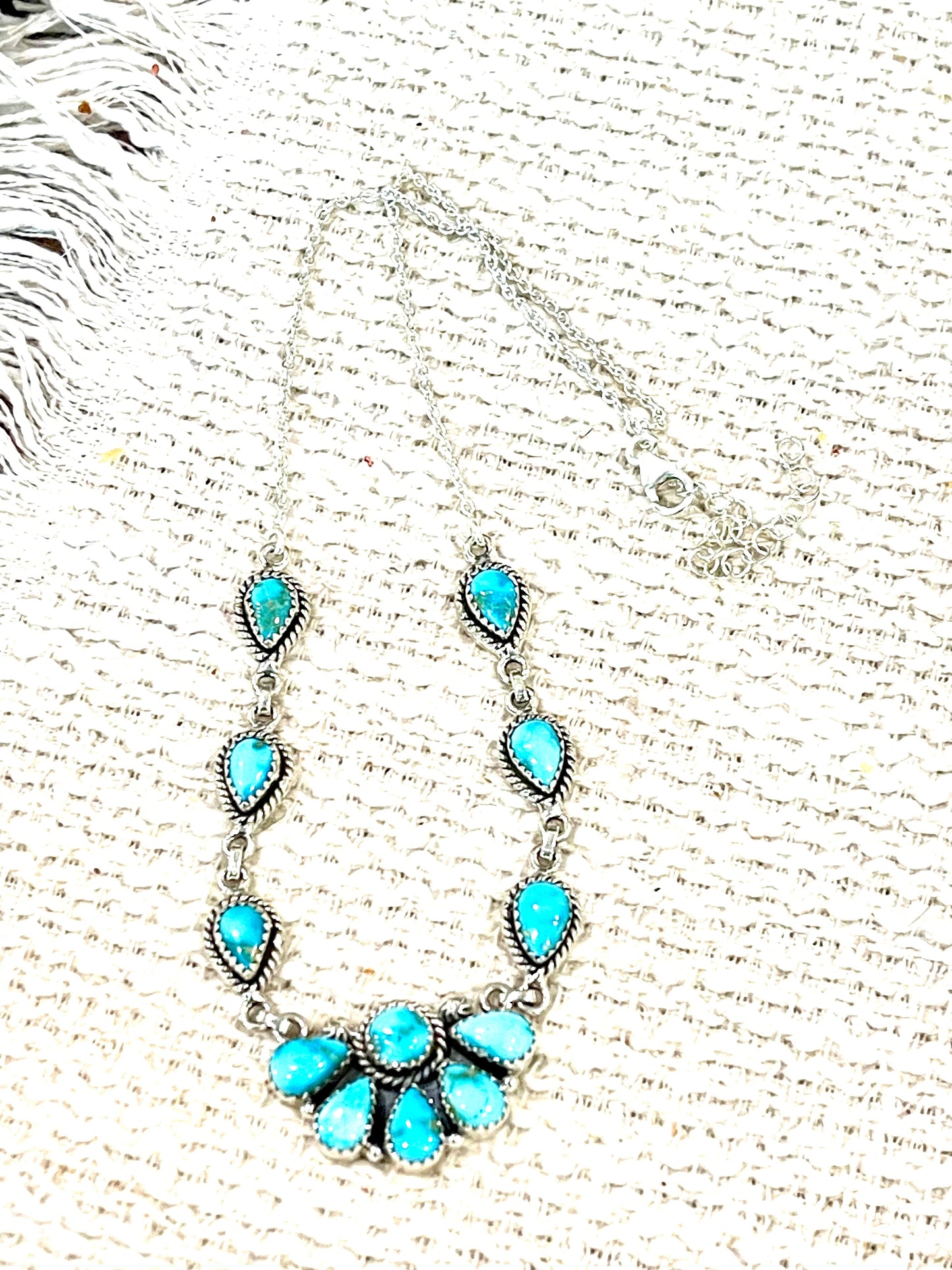 Handcrafted Sterling Silver & South Hill Sonoran Turquoise Cluster Necklace