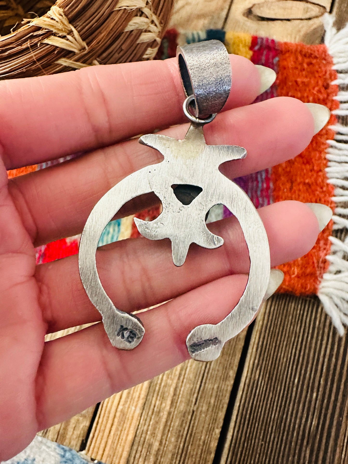 Handcrafted Sterling Silver & Kingman Turquoise Naja Pendant by Kevin Billah