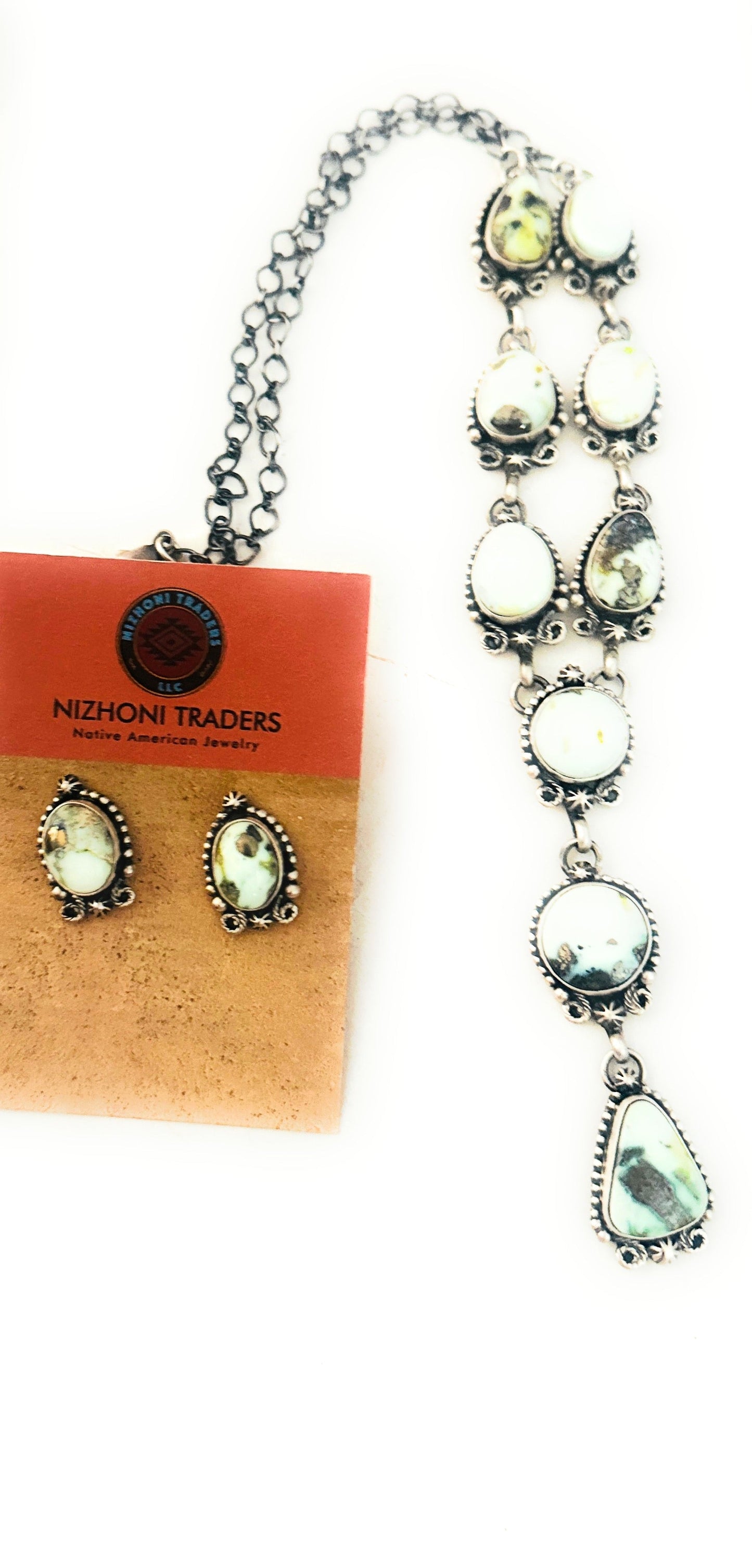 Navajo Sterling Silver & Palomino Turquoise Necklace Set by Betty Tom