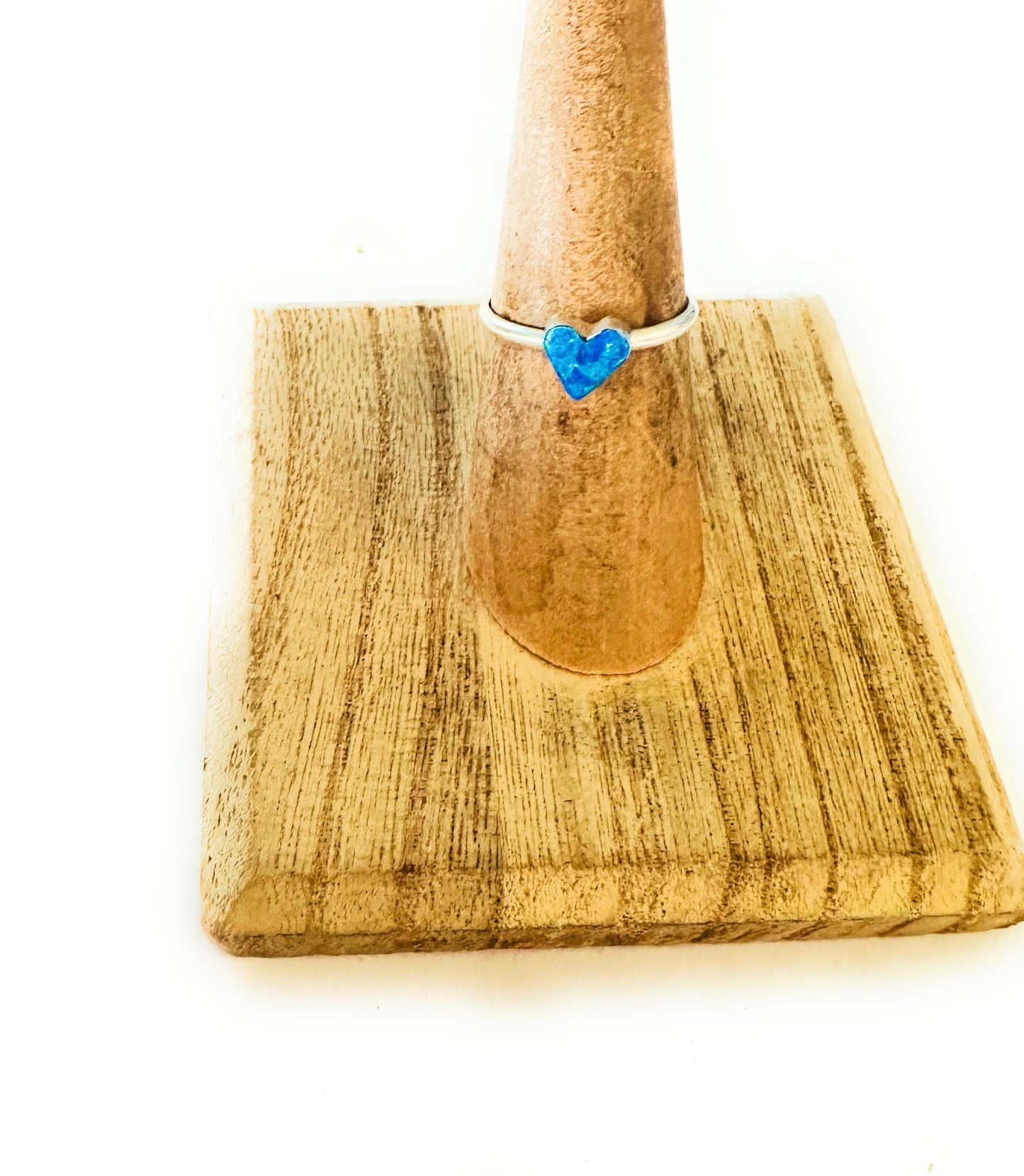 Handcrafted Sterling Silver & Dark Blue Opal Heart Ring