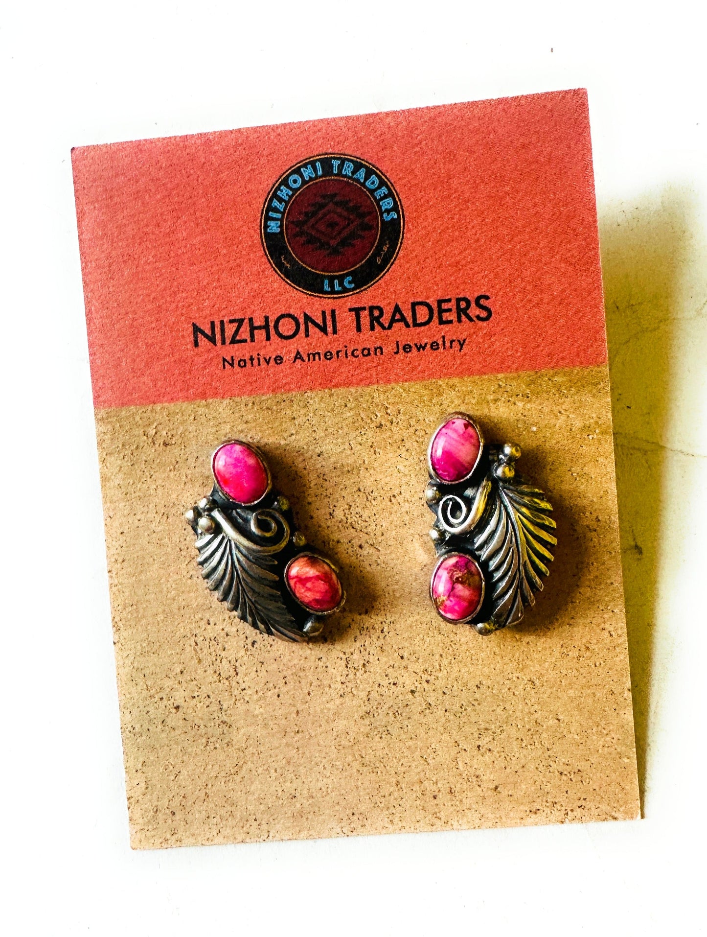 Handcrafted Sterling Silver & Pink Mojave Post Dangle Earrings