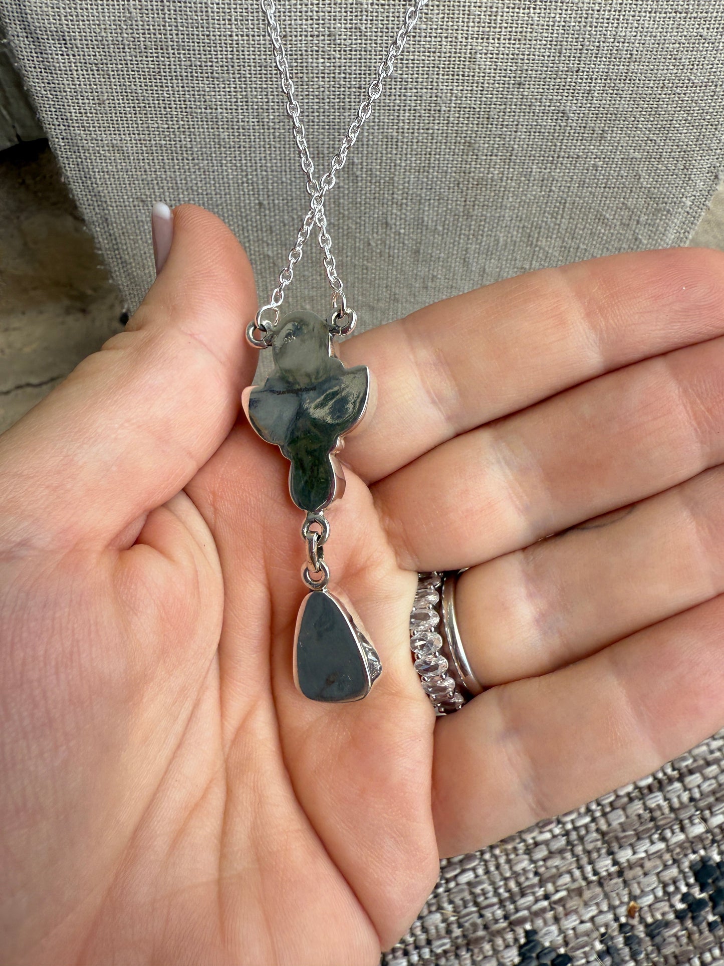 Beautiful Handmade Sterling Silver & Cotton Candy Necklace