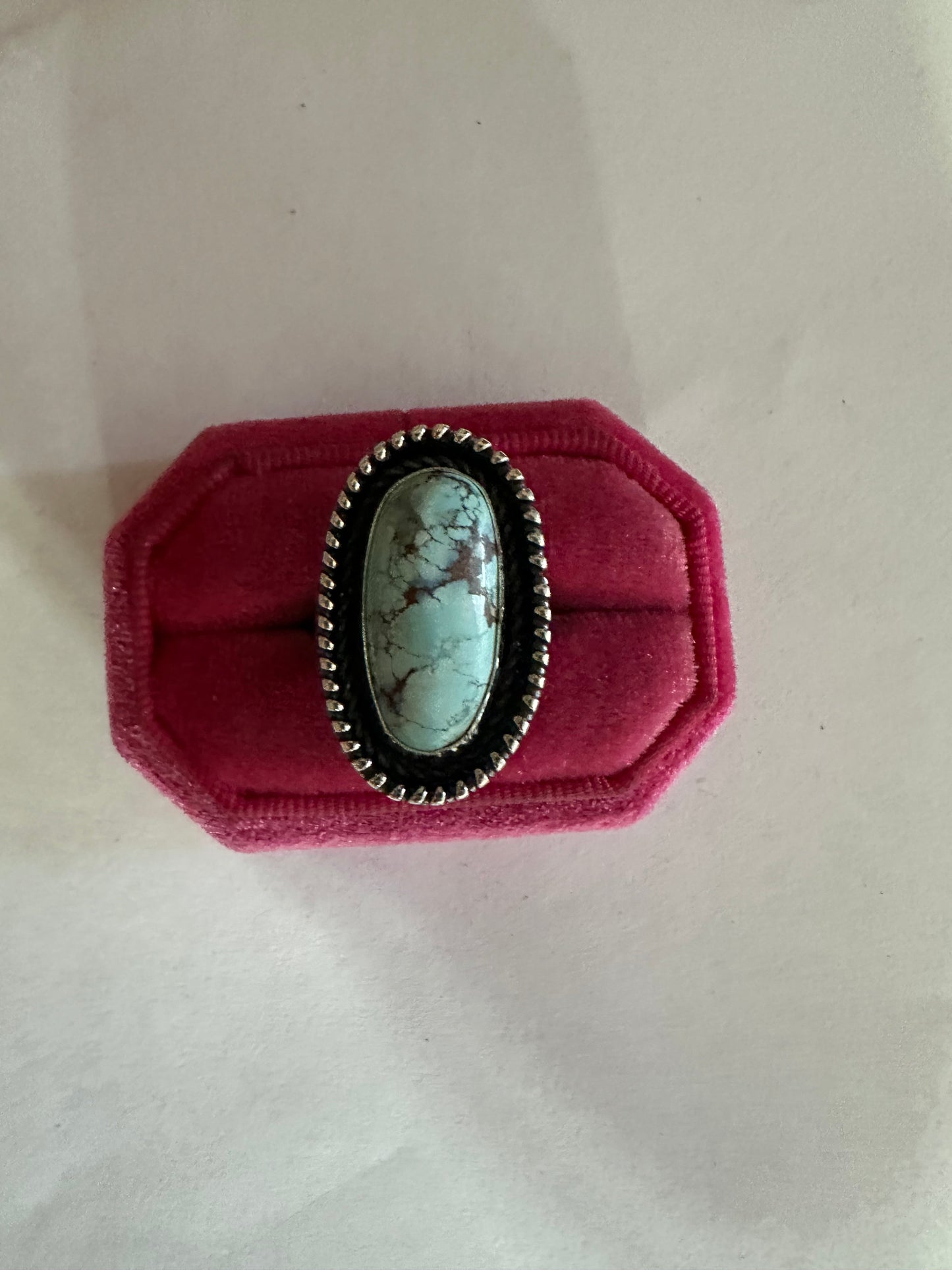 Beautiful Handcrafted Sterling Silver & Single Stone Golden Hills Turquoise Adjustable Ring Signed