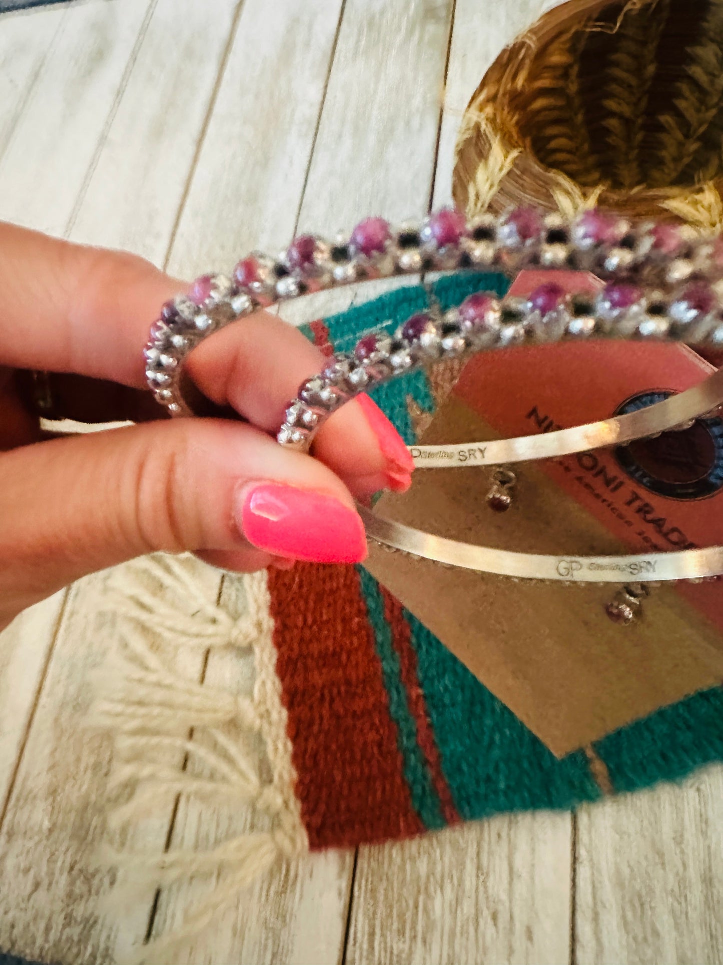 Handcrafted Pink Dream Mojave and Sterling Silver Dangle Hoop Earrings