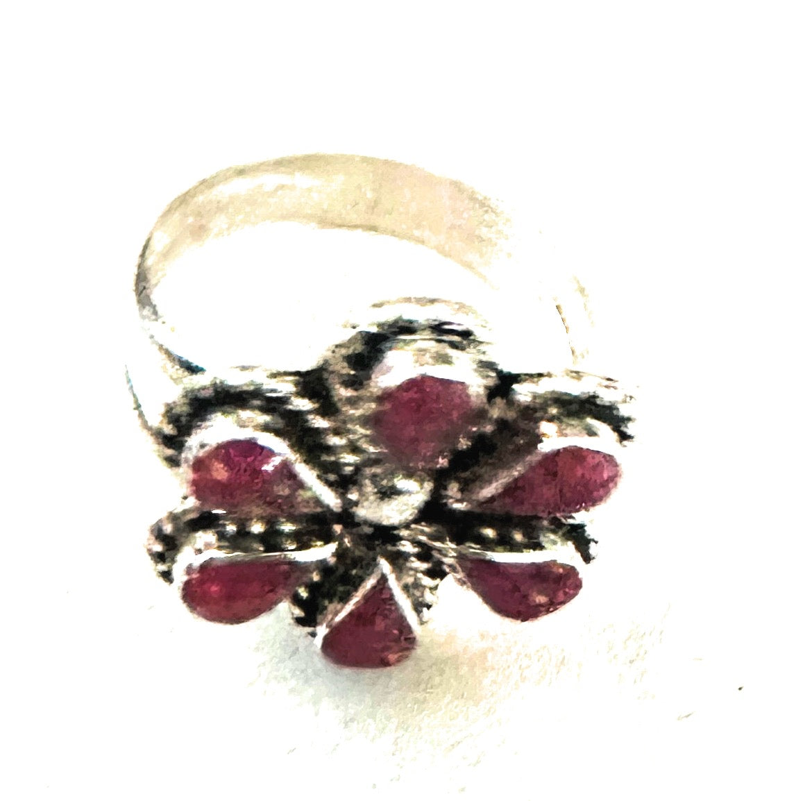 Handcrafted Sterling Silver & Magenta Opal Flower Ring
