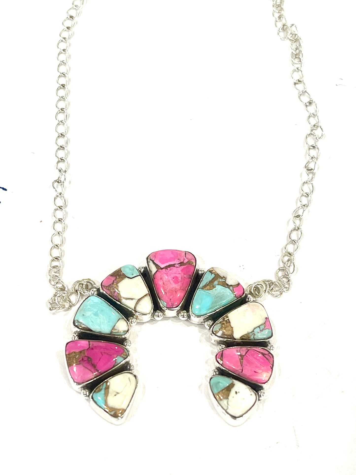 Handmade Cotton Candy Sterling Silver Naja Necklace