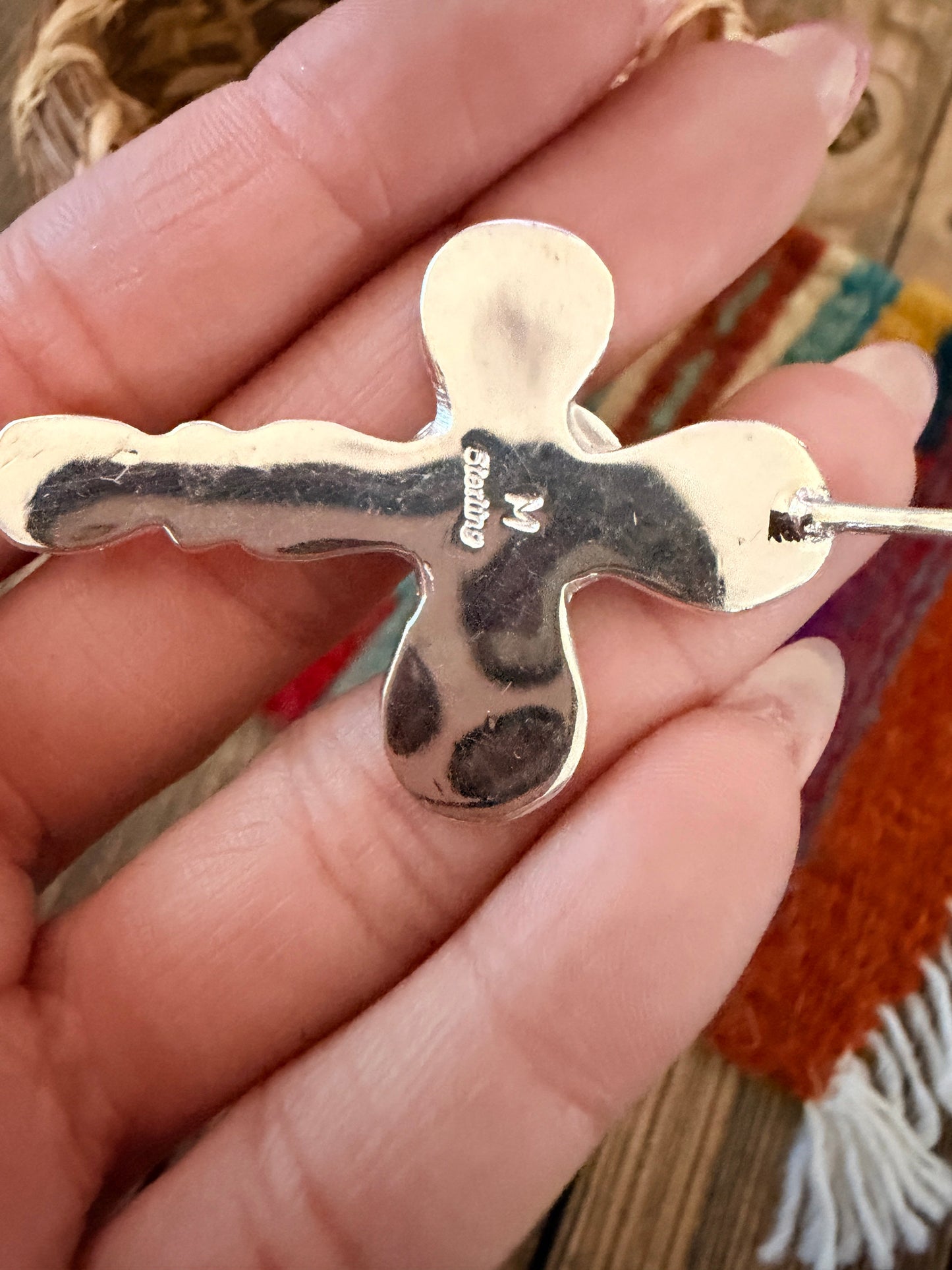 Handcrafted Sterling Silver & Turquoise Cross Pendant by Joseph Martinez