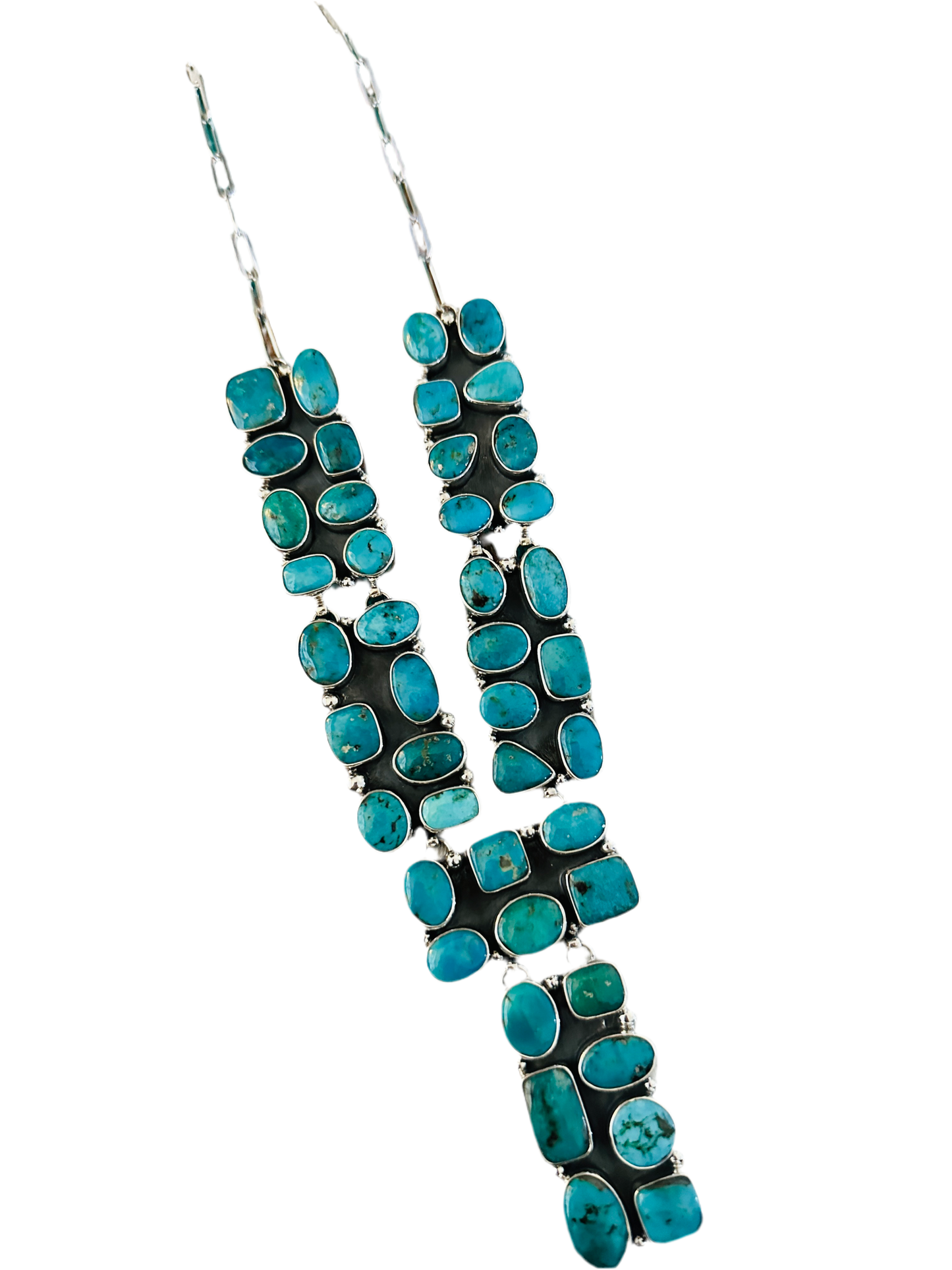 Handmade Sterling Silver & Turquoise Cluster Necklace