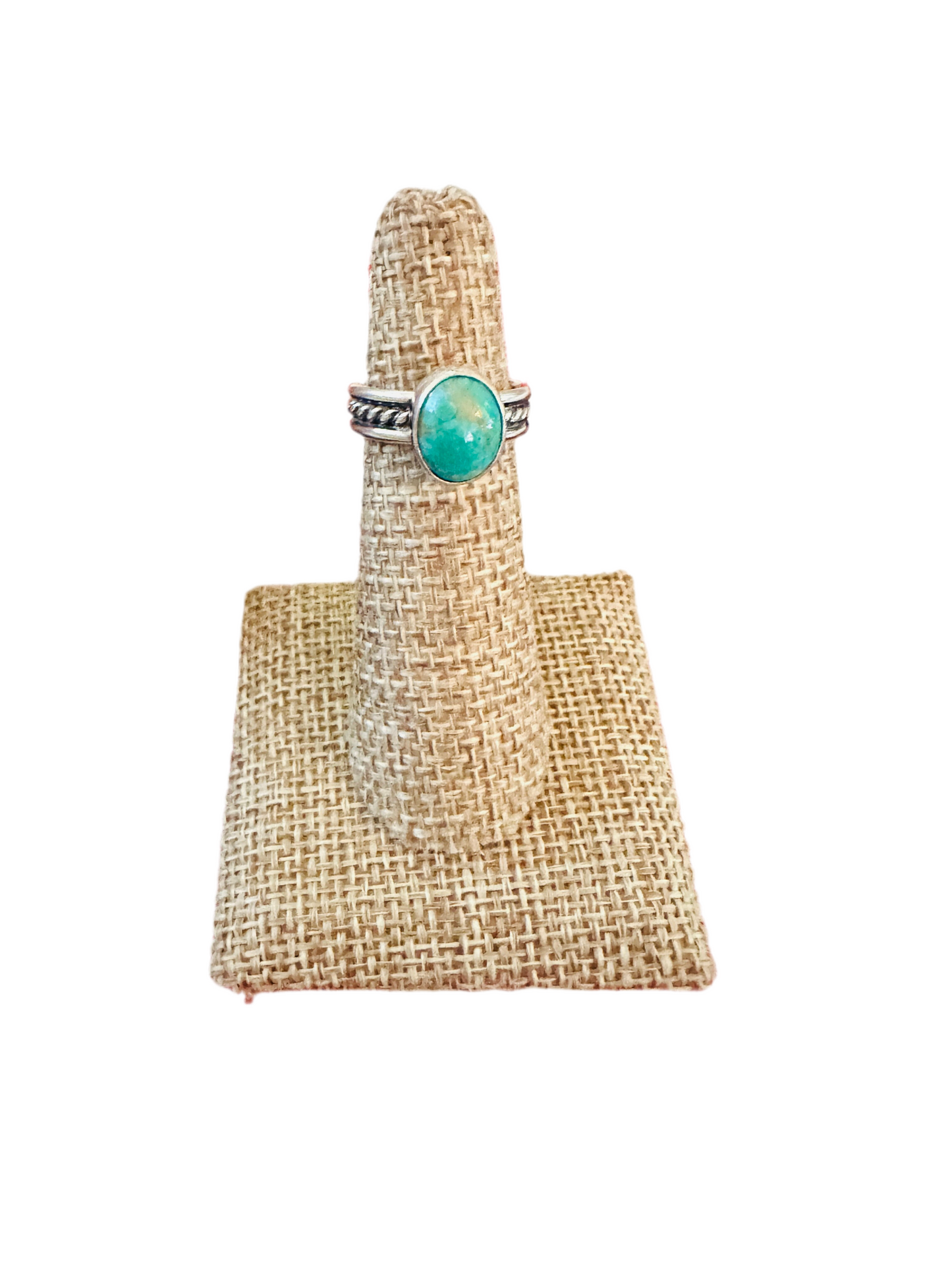 Handcrafted Turquoise & Sterling Silver Ring Size 4.5