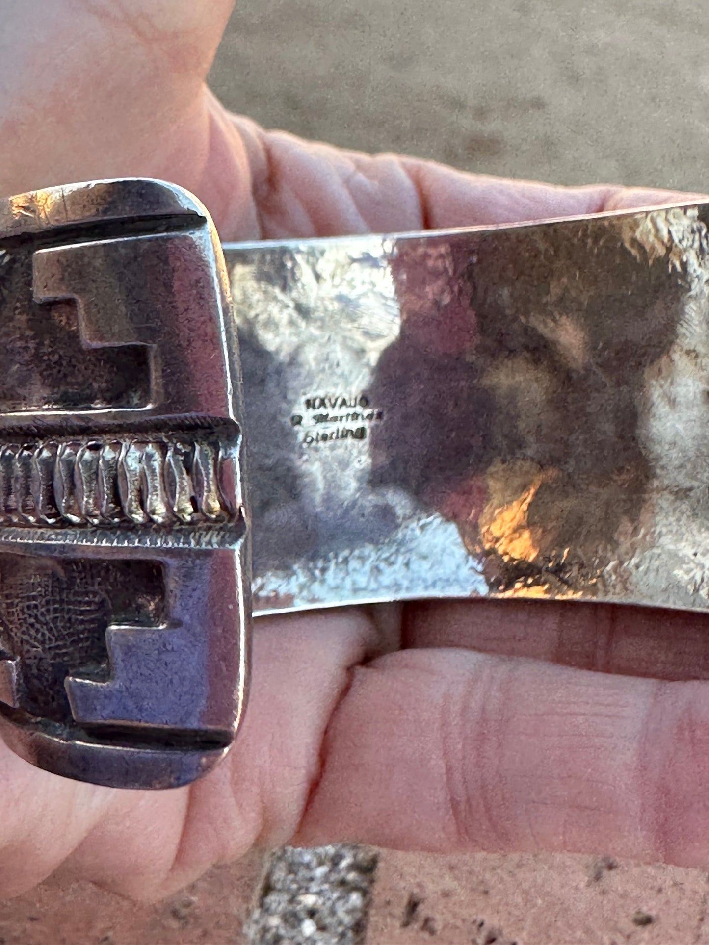 Handcrafted Estate Collection, Old Pawn Sterling Overlay Silver Cuff Bracelet
