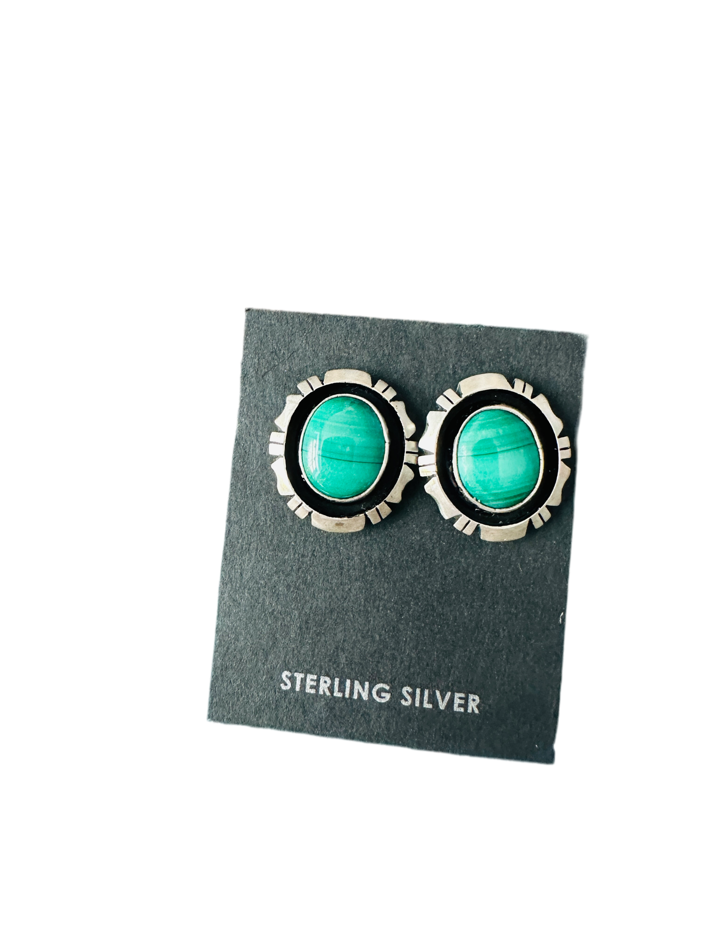Handcrafted Malachite & Sterling Silver Post Earrings