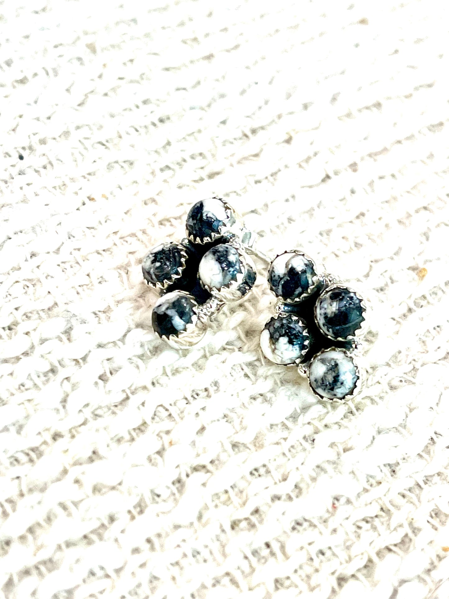 Beautiful Handmade Sterling Silver & White Buffalo Post Earrings