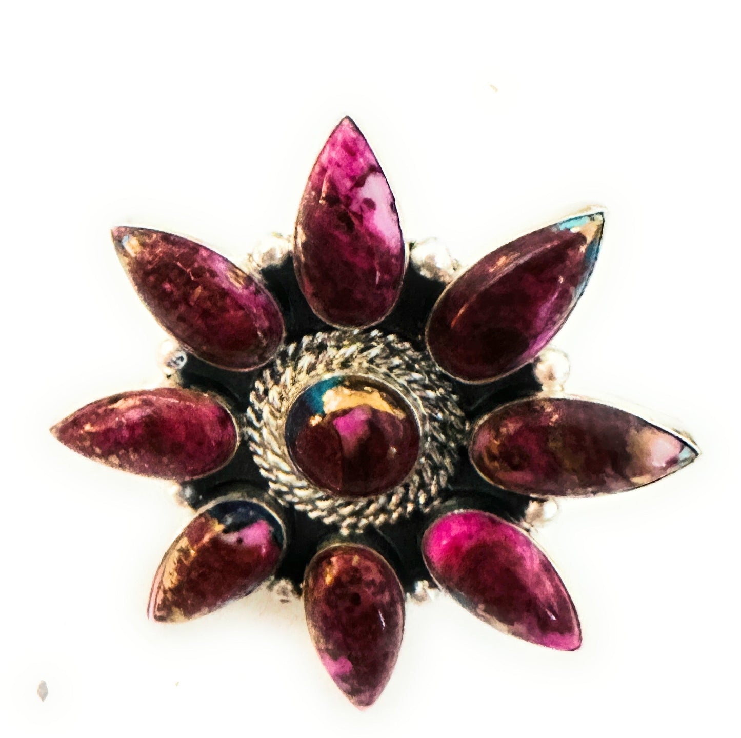 Handcrafted Pink Mojave & Sterling Silver Cluster Adjustable Ring