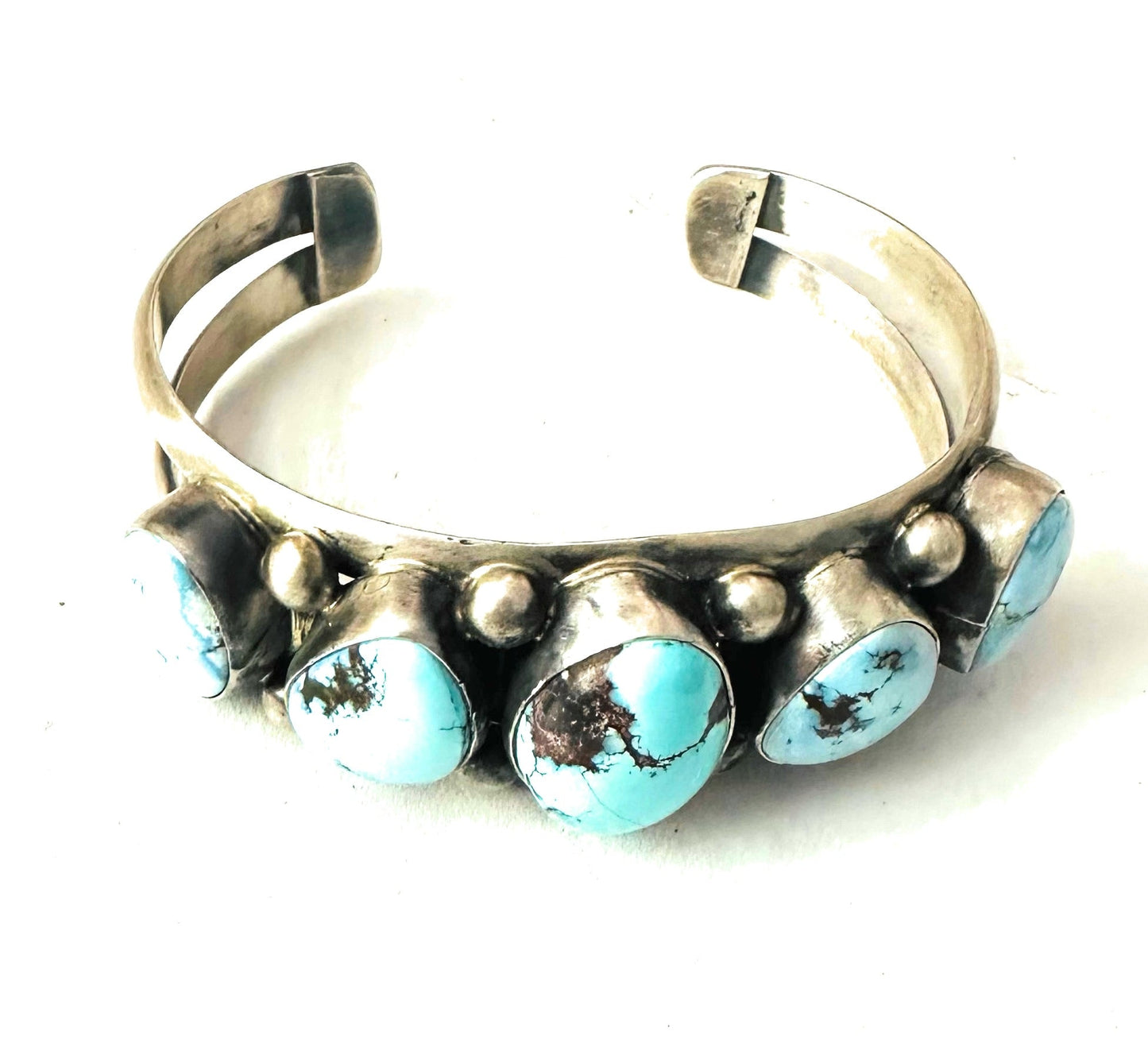 Handcrafted Golden Hills Turquoise & Sterling Silver Cuff Bracelet /
