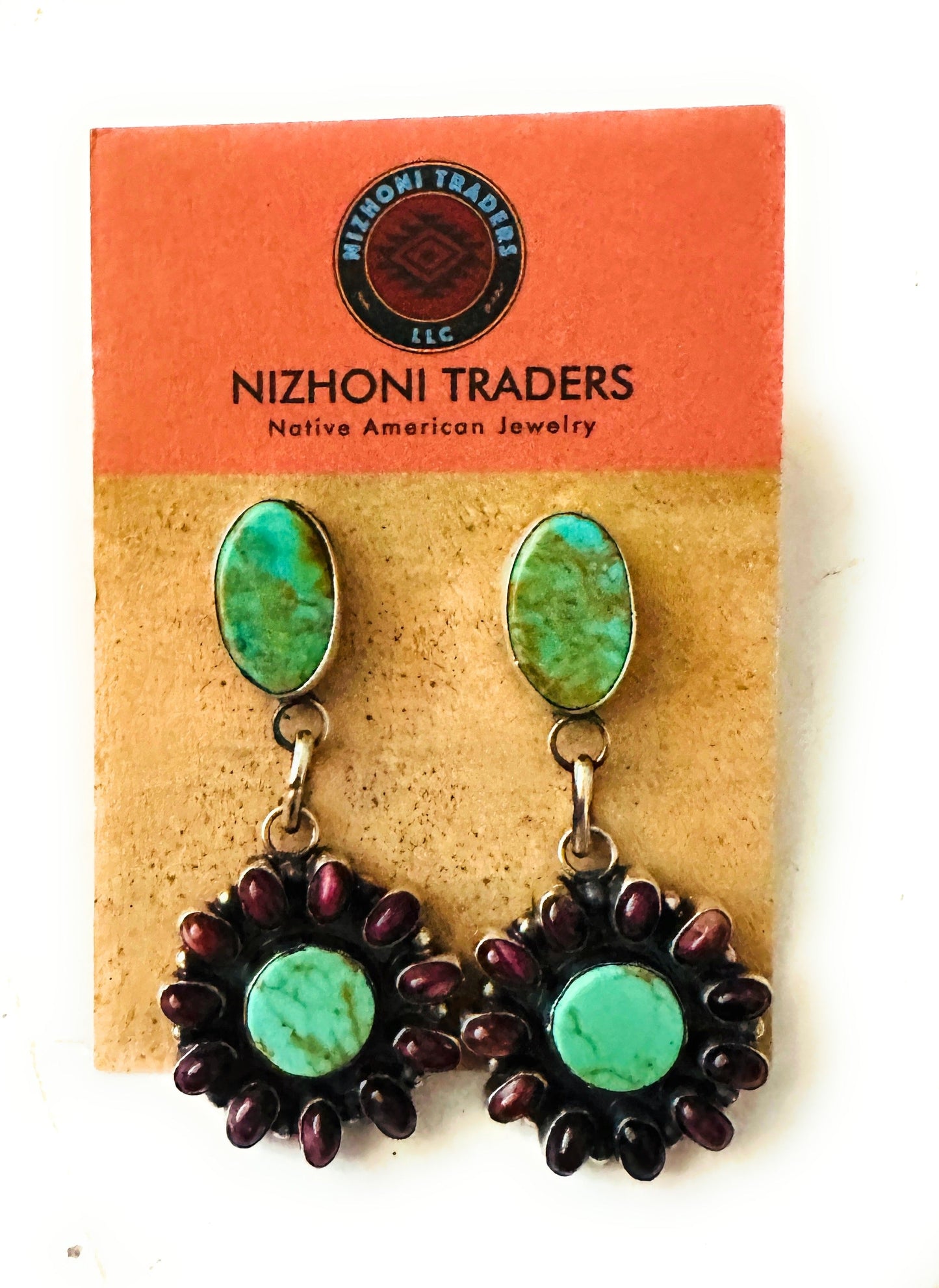 Handcrafted Turquoise, Spiny & Sterling Silver Dangle Earrings by Jacqueline Silver