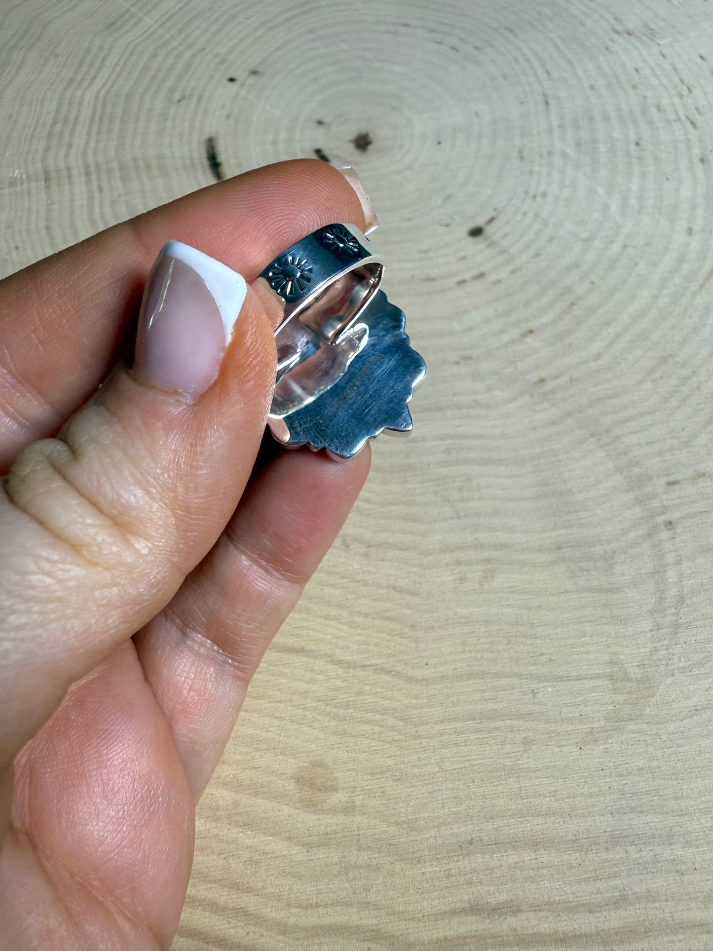 Handmade Kingman Turquoise & Sterling Adjustable Cluster Ring