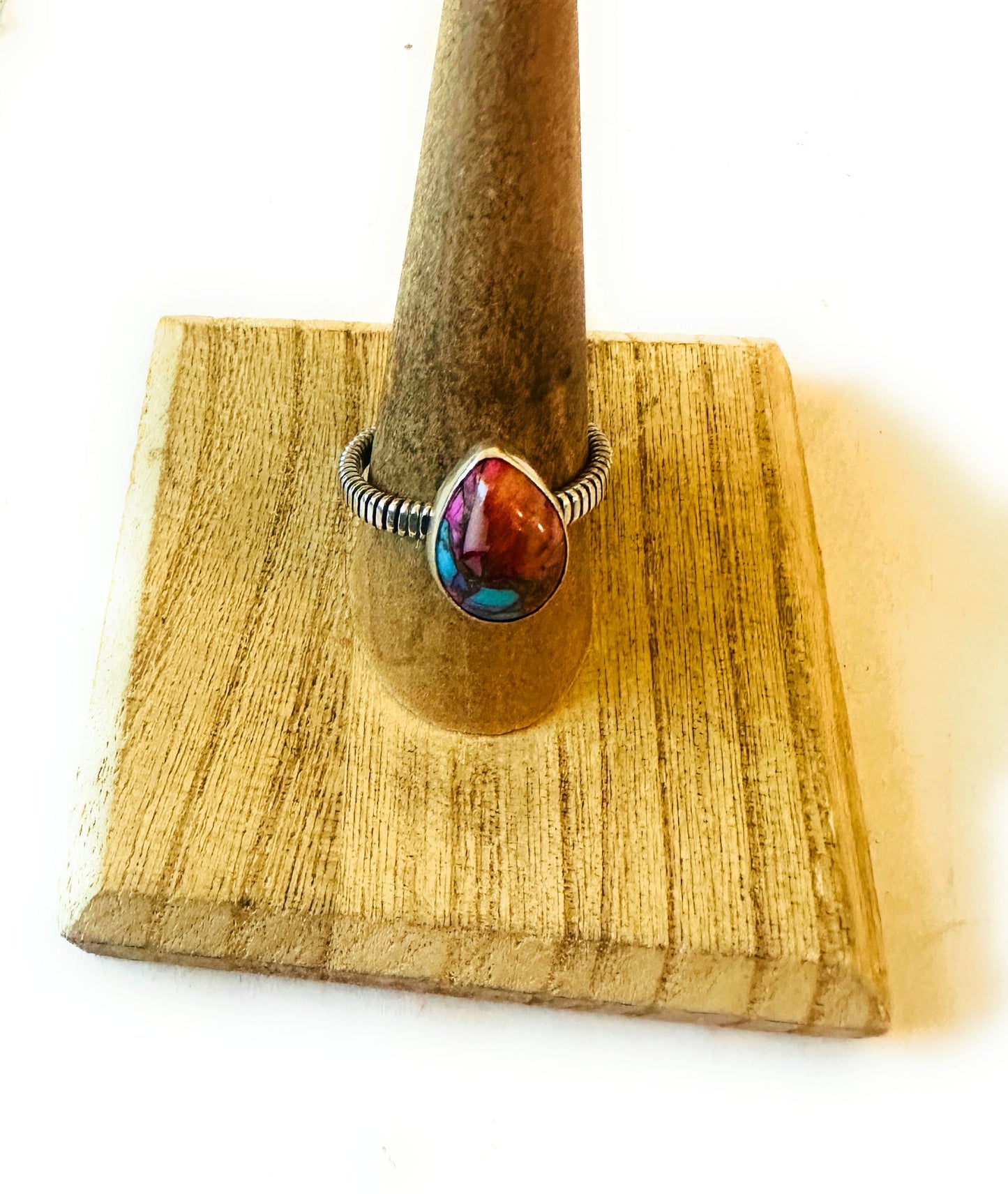 Handcrafted Sterling Silver & Pink Dream Mojave Teardrop Ring