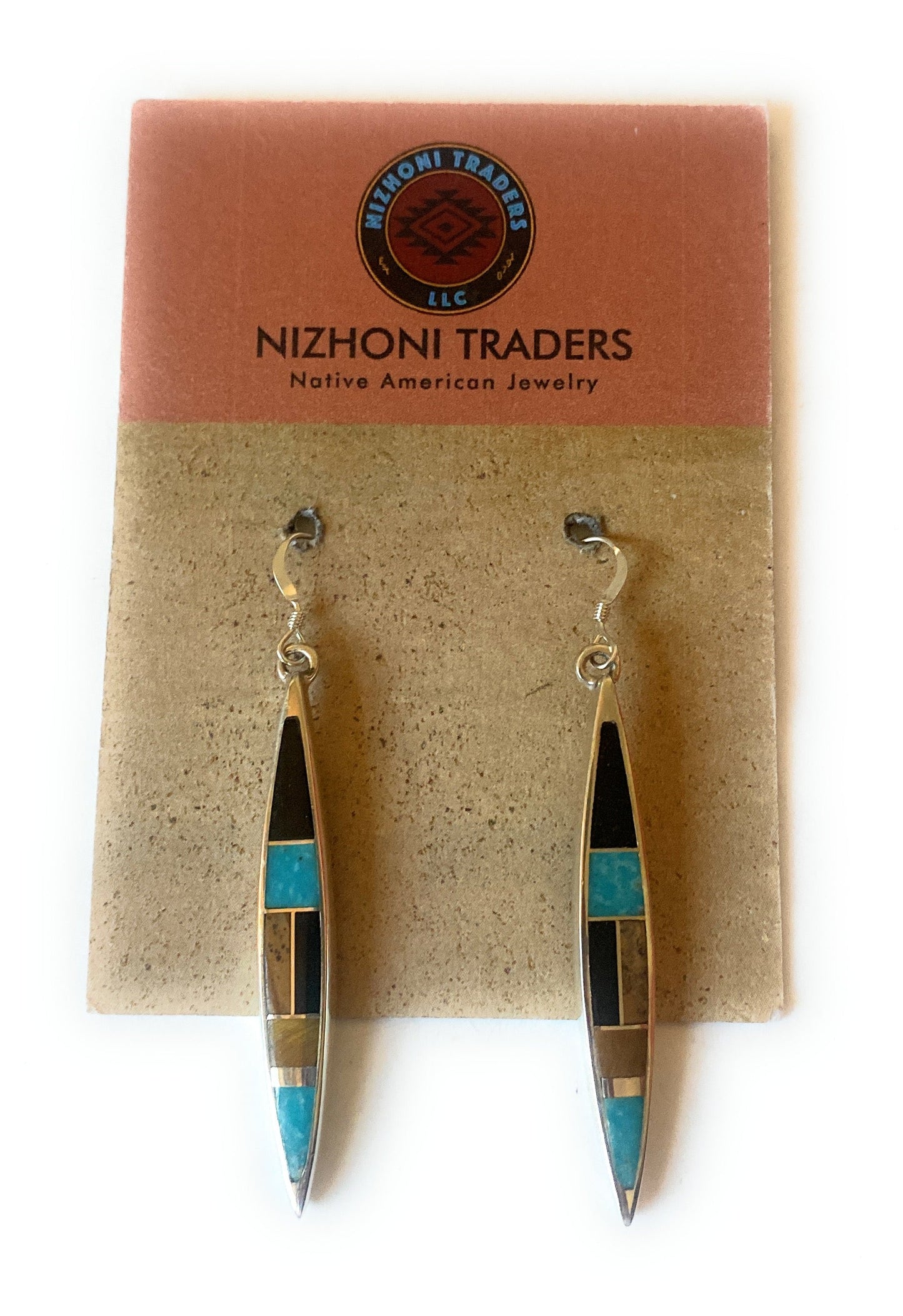Handcrafted Multi Stone & Sterling Silver Inlay Dangle Earrings